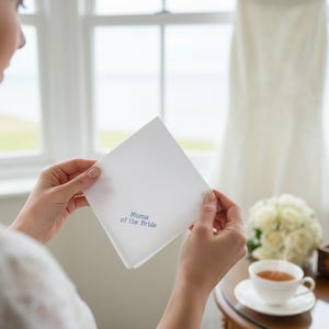 Personalised Embroidered White Cotton Handkerchief - Custom Hanky - font 03N