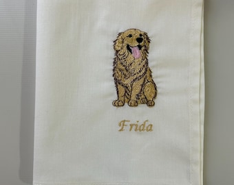 Labrador personalised embroidered ivory cotton handkerchief