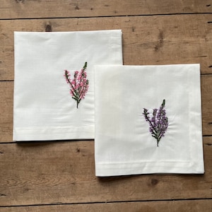 Gemêleerde katoenen servetten, gemêleerde geborduurde servetten, gemêleerde tafelkleding, cadeau-idee, Schotse heide servetten