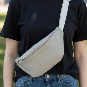 Riñonera clásica de lino tipo bandolera - Riñonera