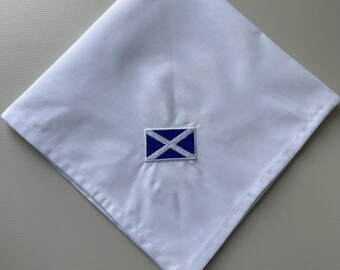 Scottish flag embroidered cotton handkerchief
