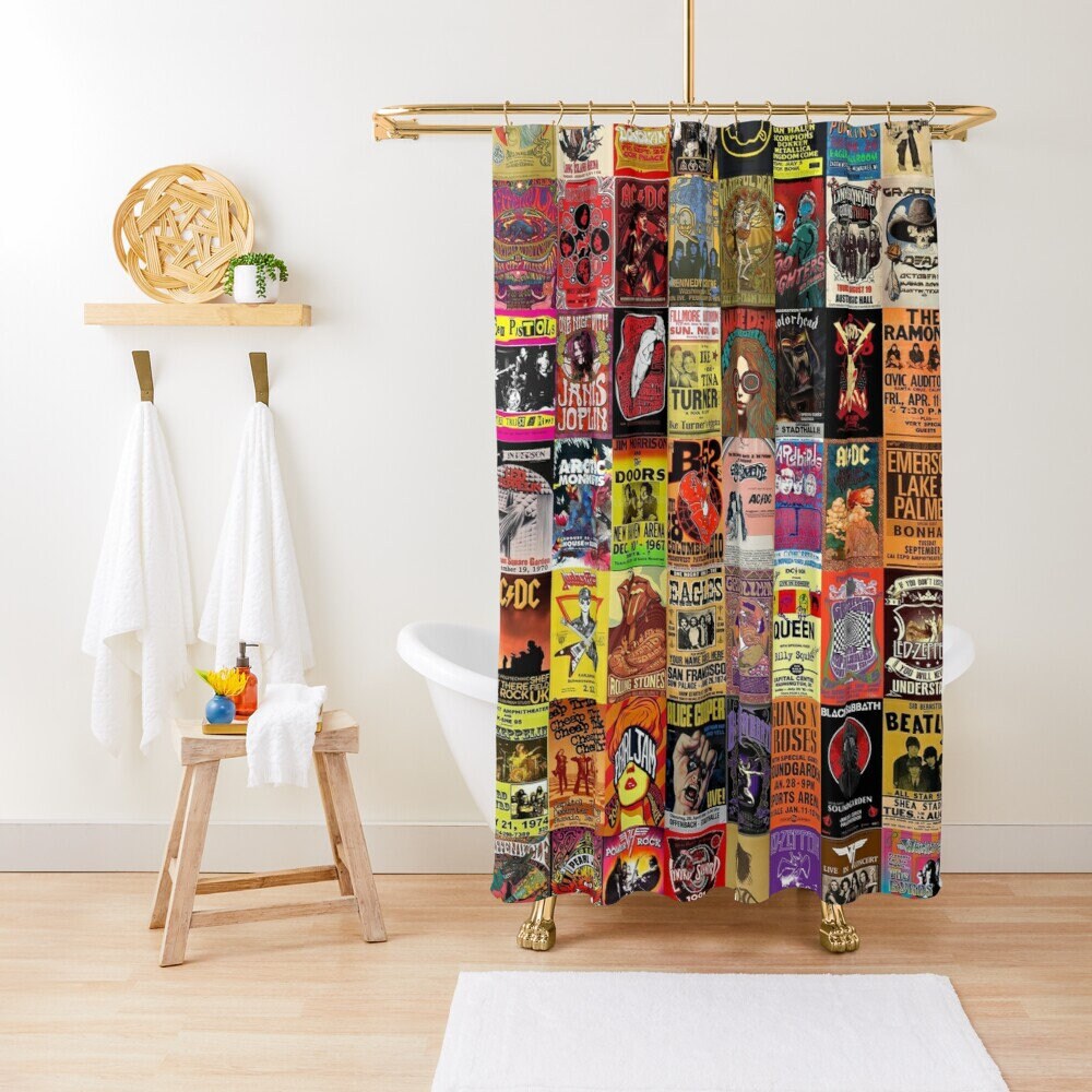 Rock Band Shower Curtain Rock Band series Bathroom Art Rock Etsy