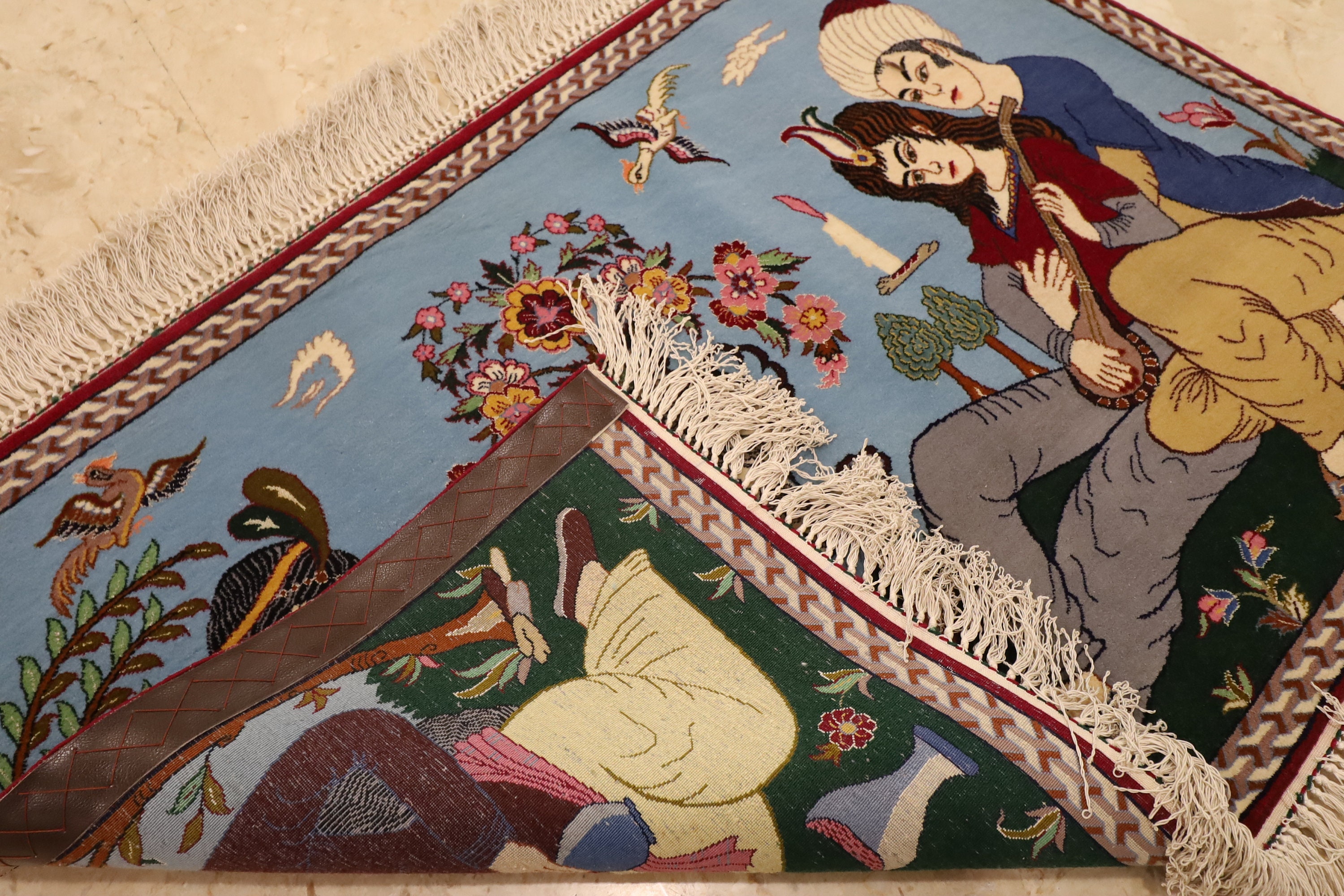 3.4x2.4 Fine Hand Knotted Wall Hanging Rug Wool / Silk Natural Etsy