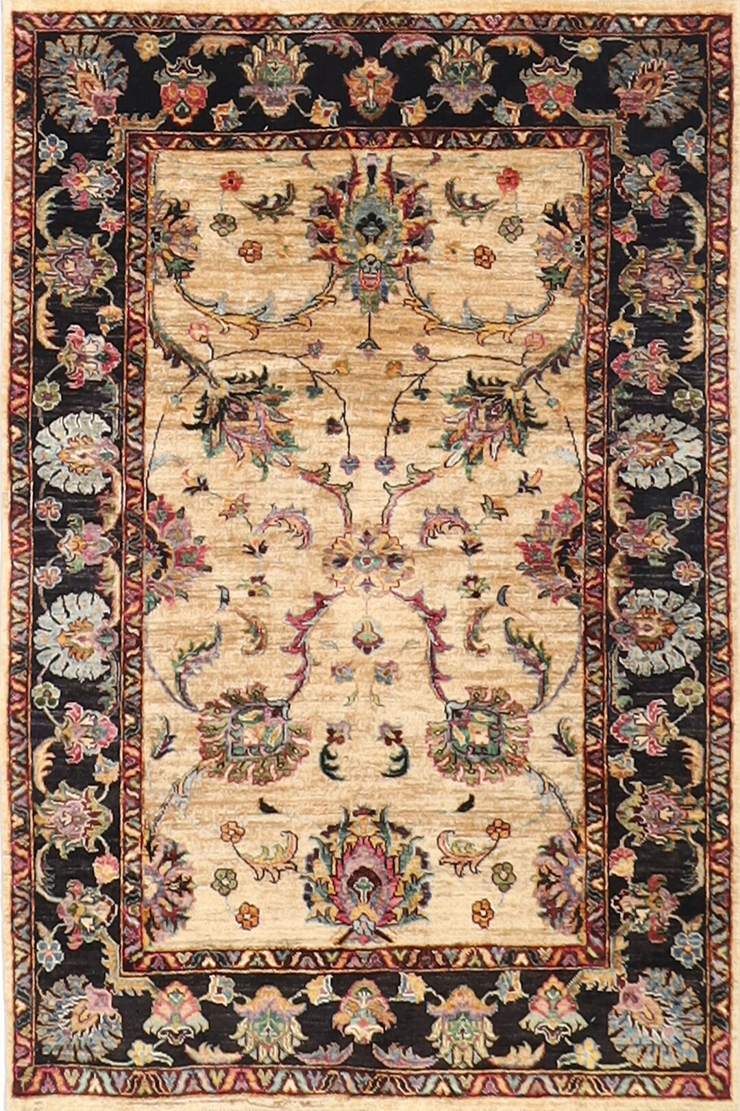 4x6 Area Rug 100 Wool Natural Colors, 4'2x5'7 Ft Hand Knotted Rug, Rug