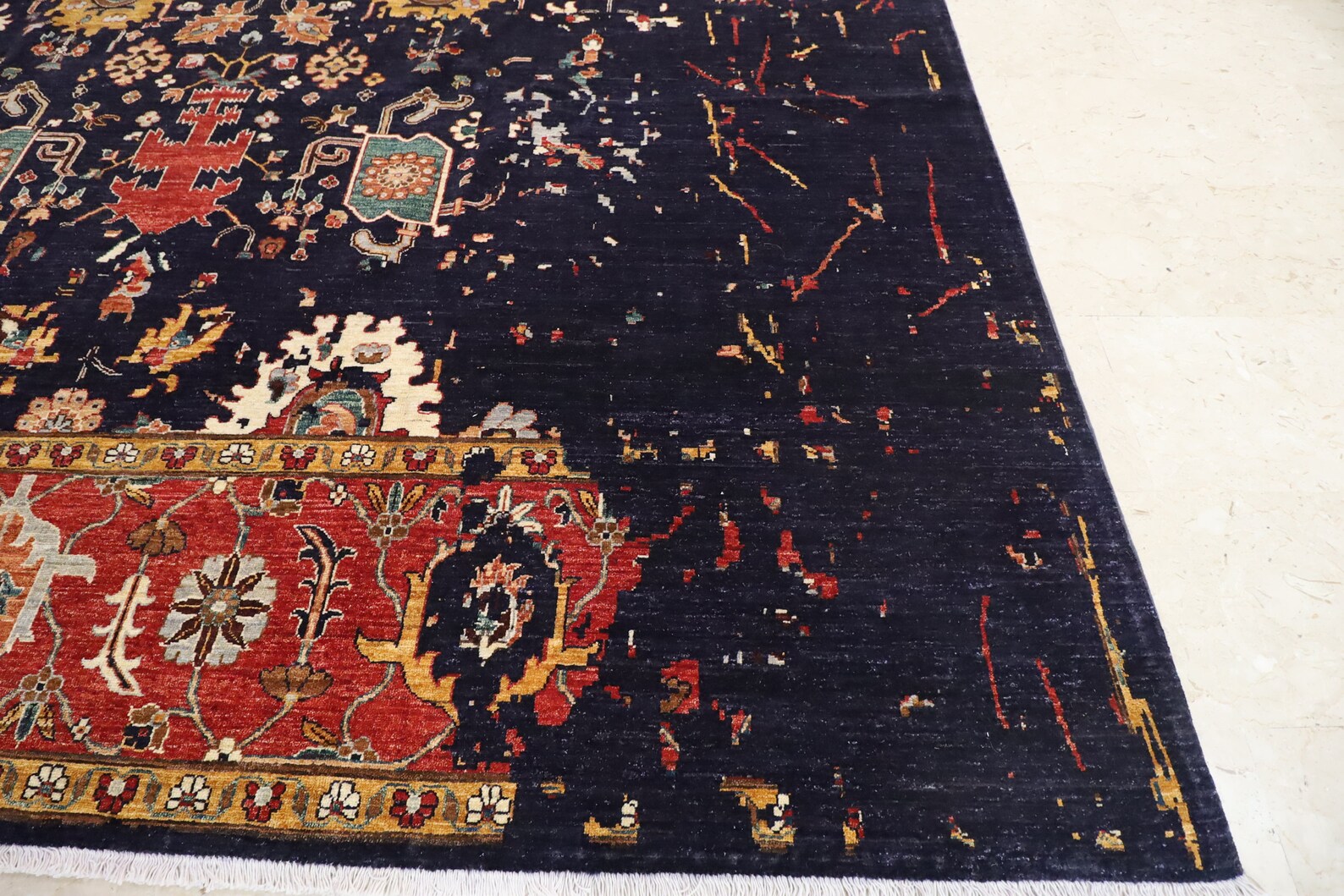 Moderner Serapi 10x13Ft Hochwertiger marineblauer Teppich | Etsy