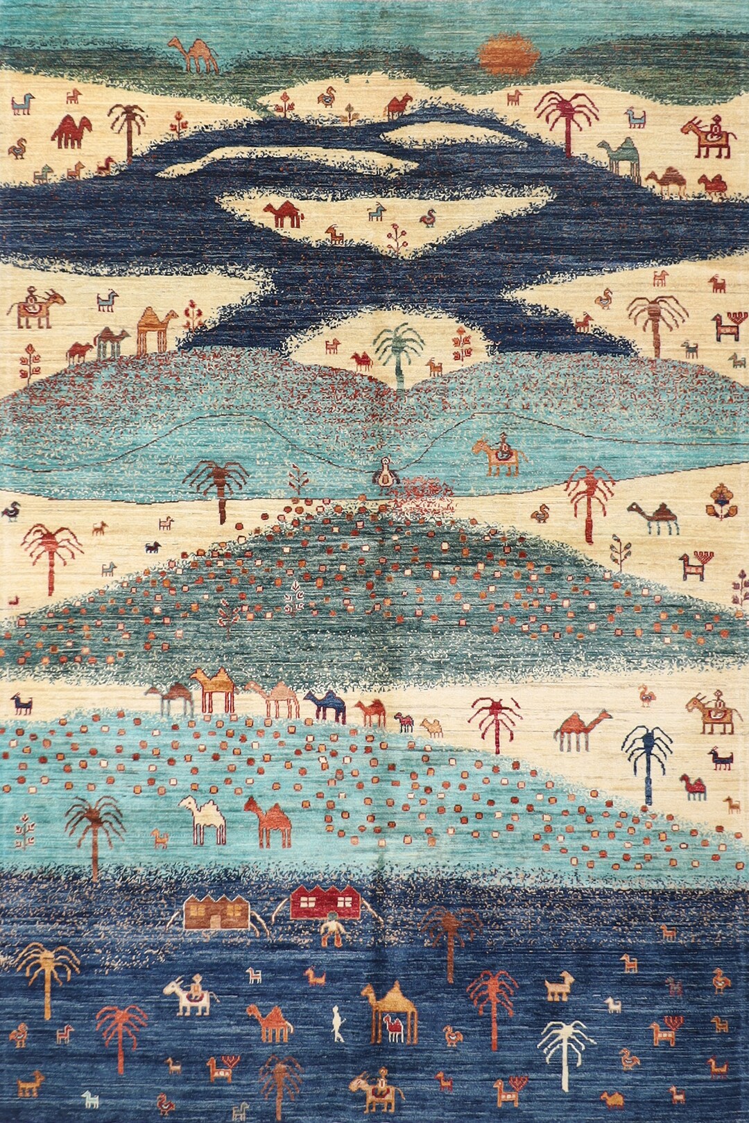 6x9 Gabbed Animal Area Rug, 6'2x8'10 Ft Afghan Hand Knotted Wool Dye ...