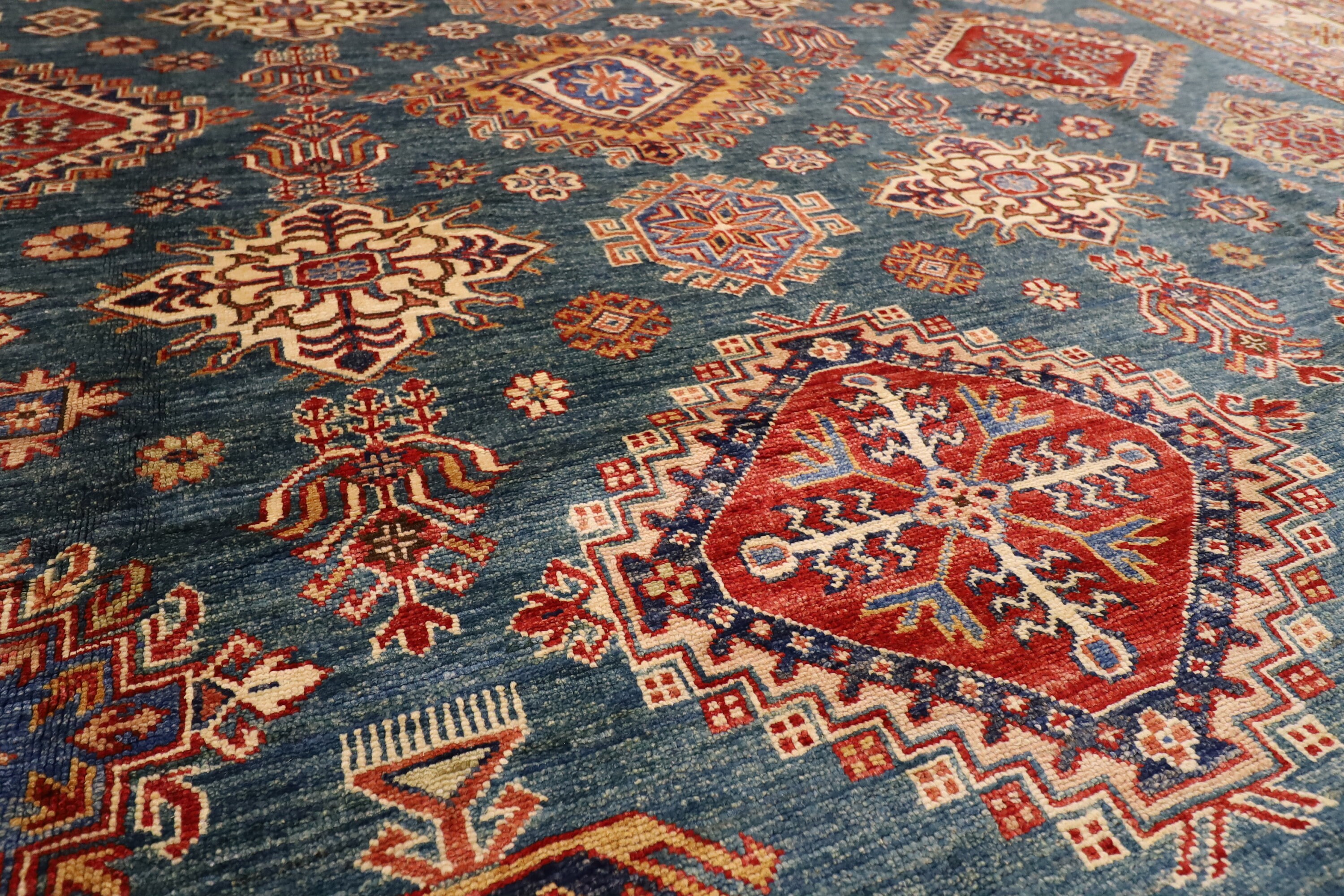 10x14 Green Area Rug Afghan kazak Hand Knotted Rug 300x400 Etsy