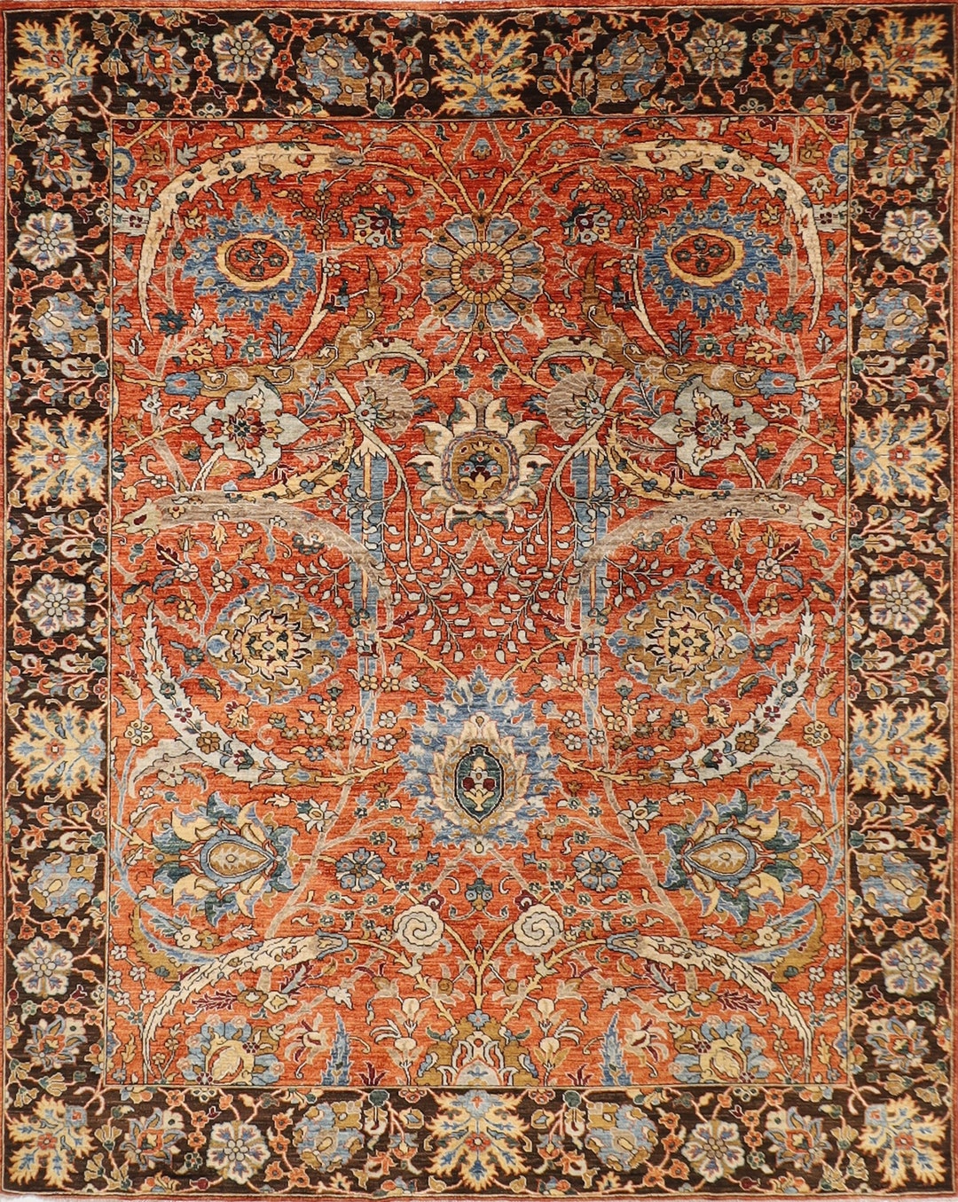 Antique Wash 8x10 Ft Afghan Area Rug 100 Wool Natural Colors, Hand Knotted Rug, Rug for Living