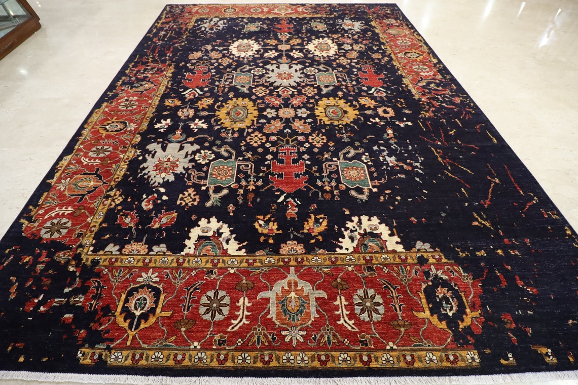 Moderner Serapi 10x13Ft Hochwertiger marineblauer Teppich | Etsy