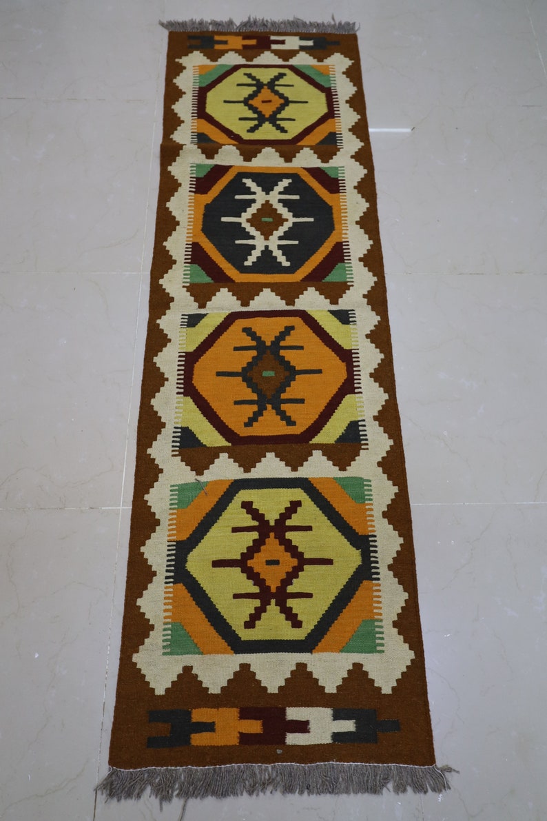 2x6.7 Hallway Kilim handmade Kilim Area Rug Wool Natural Etsy
