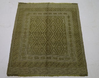 Vintage 3.9x4 Over Dye Carpet/Kilim Rug Wool Natural Colors , Hand Knotted Kilim , Livingroom Kilim , Afghan Rug , Oriental Rug