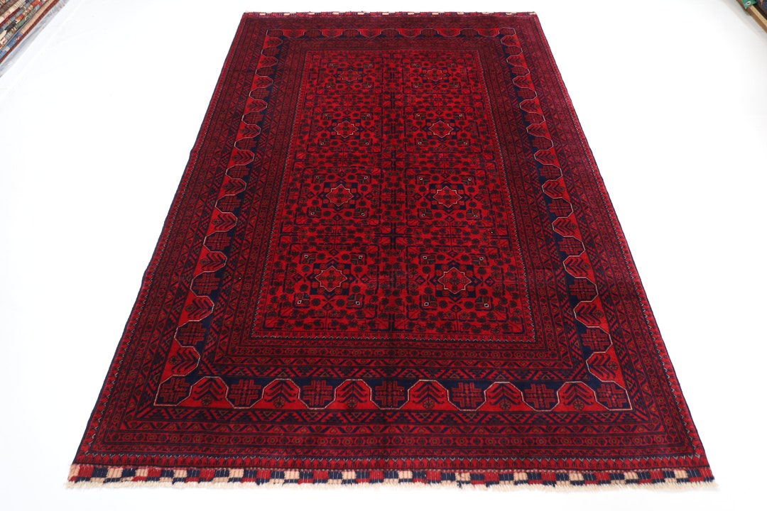 Handmade 6x8 Ft Afghan Tribal Red Area Rug, 5.9x8'2 Hand Knotted Rug ...