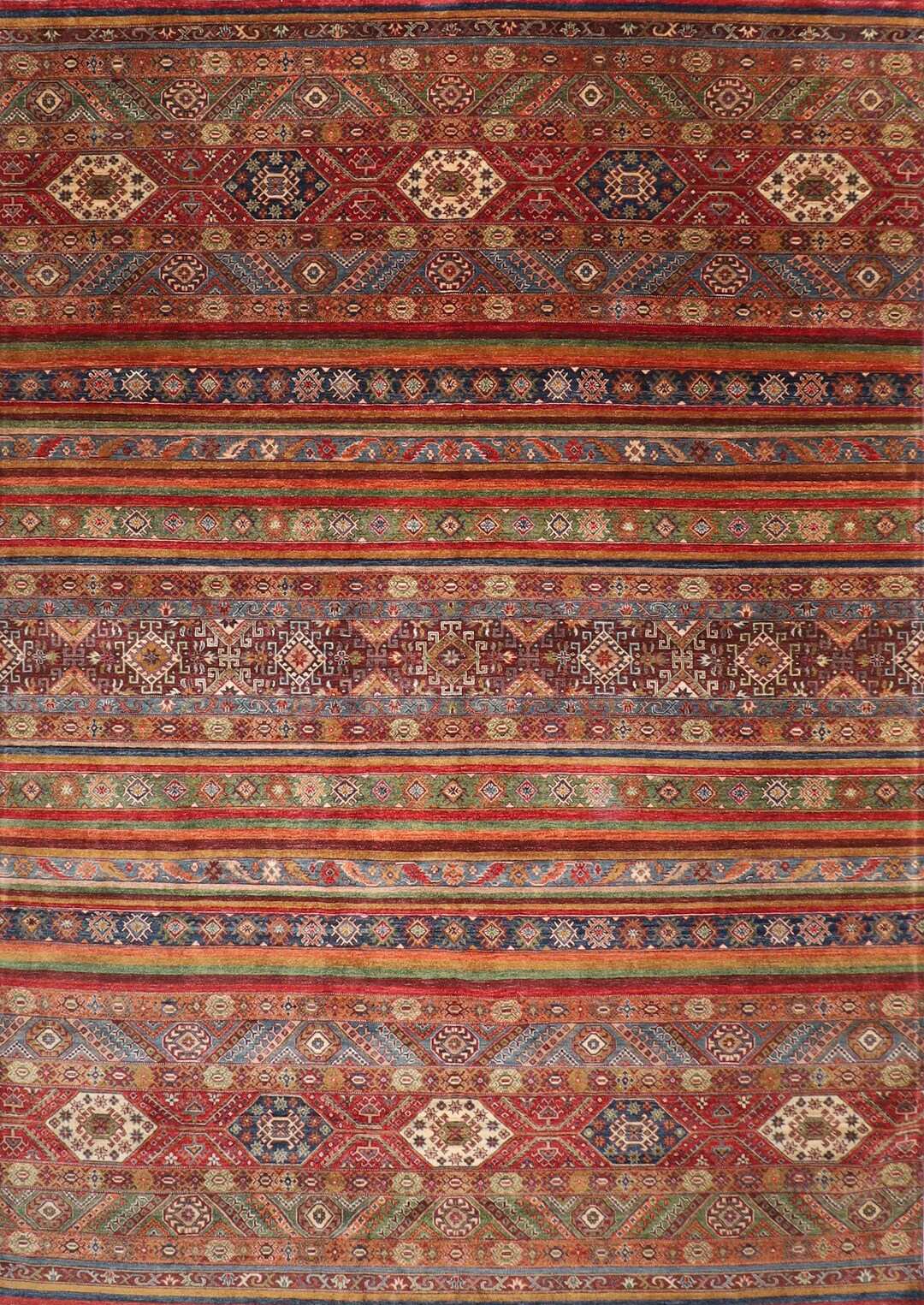 Red 10x13 Ft. Tribal Area Rug Wool Natural Colors, 9'11x13'1 Hand