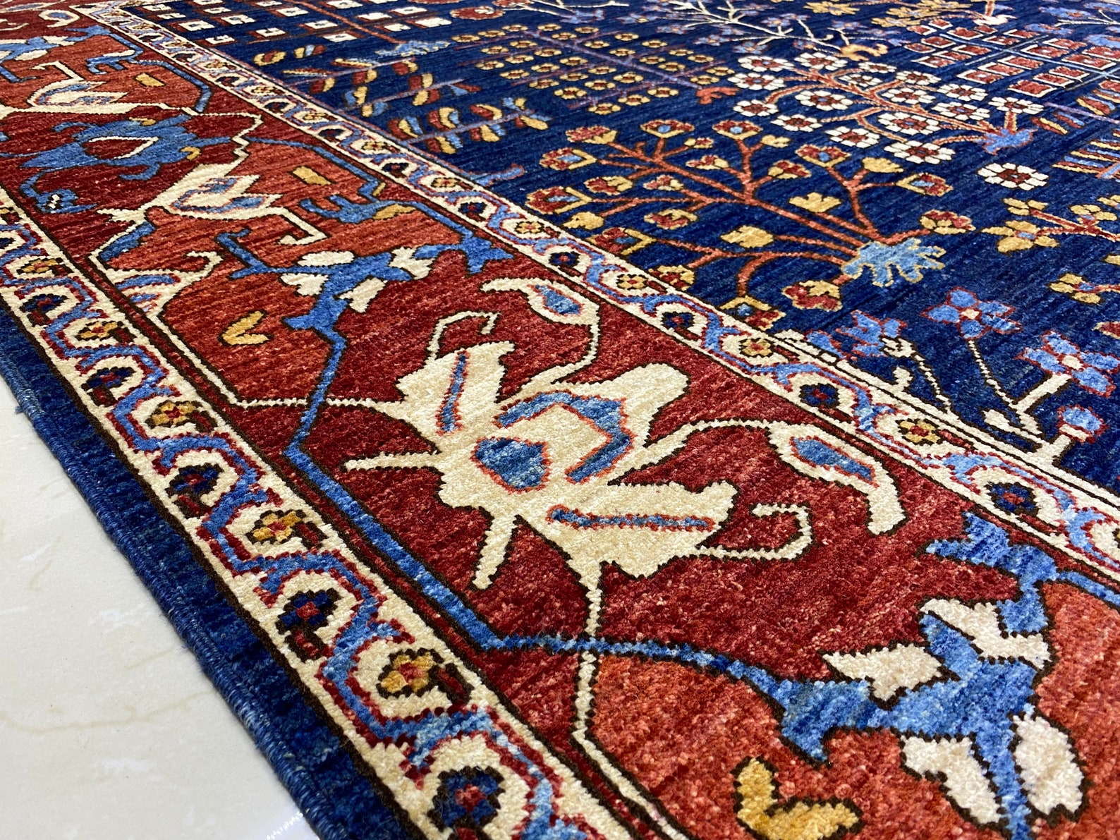 6x9 Blue Area Rug Afghan Hand Knotted Rug Rug for Living Etsy