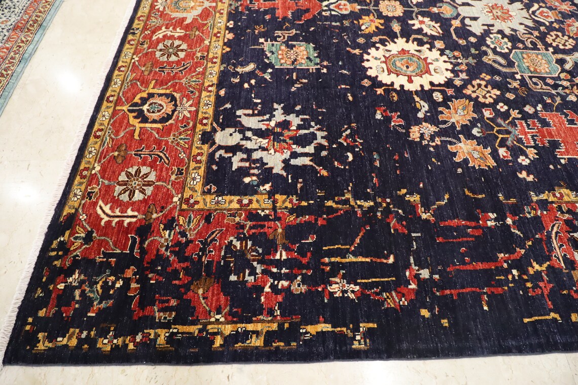 Moderner Serapi 10x13Ft Hochwertiger marineblauer Teppich | Etsy