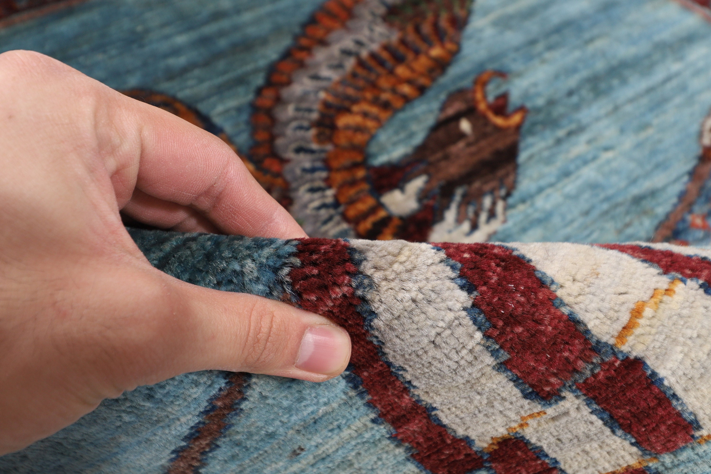 3x3 Ft. Eagle Square Rug 3'3x3'3 Afghan Hand Knotted Etsy