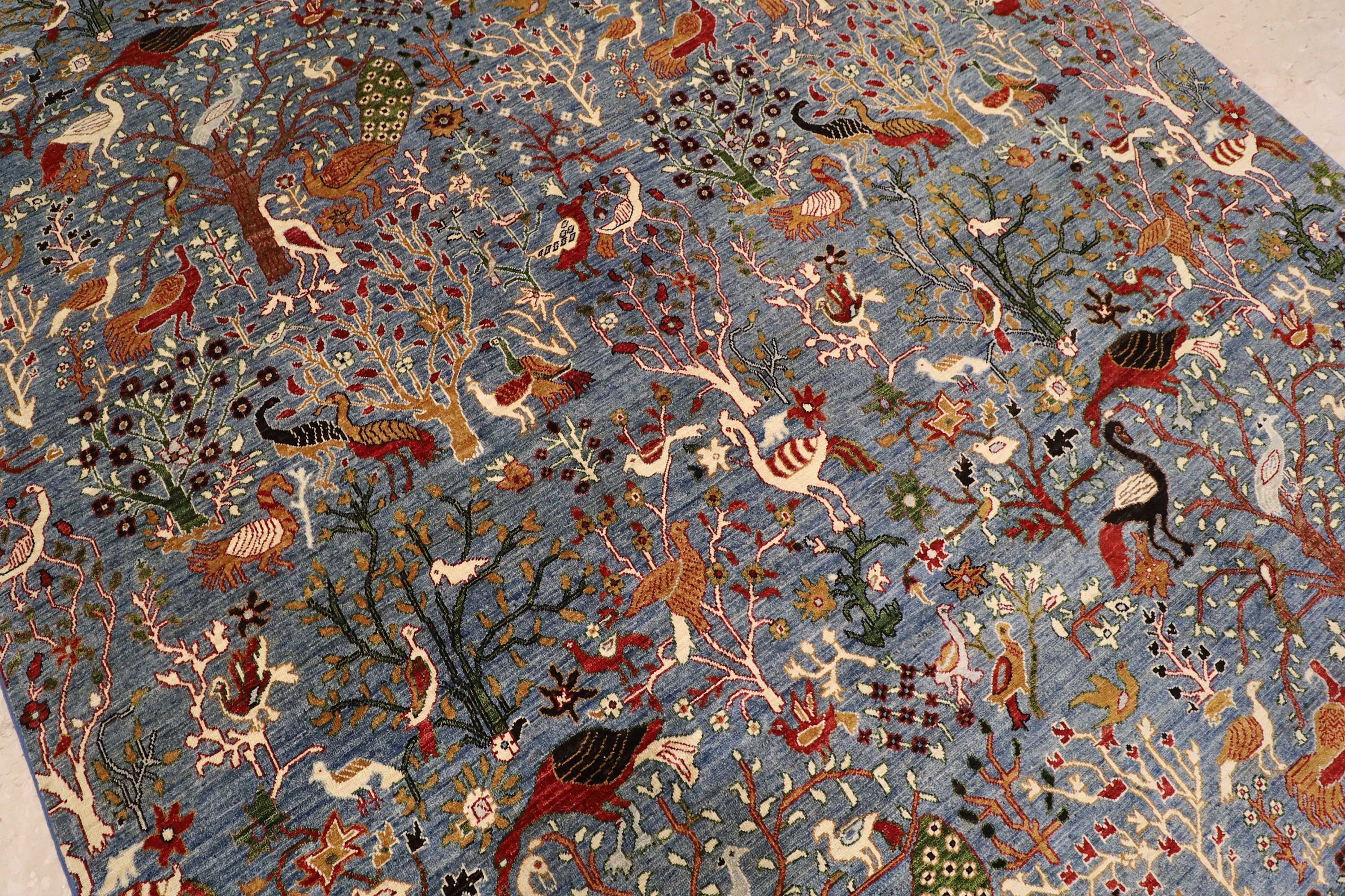 Birds 9x12 Blue Area Rug Afghan Hand Knotted Rug Rug For Etsy