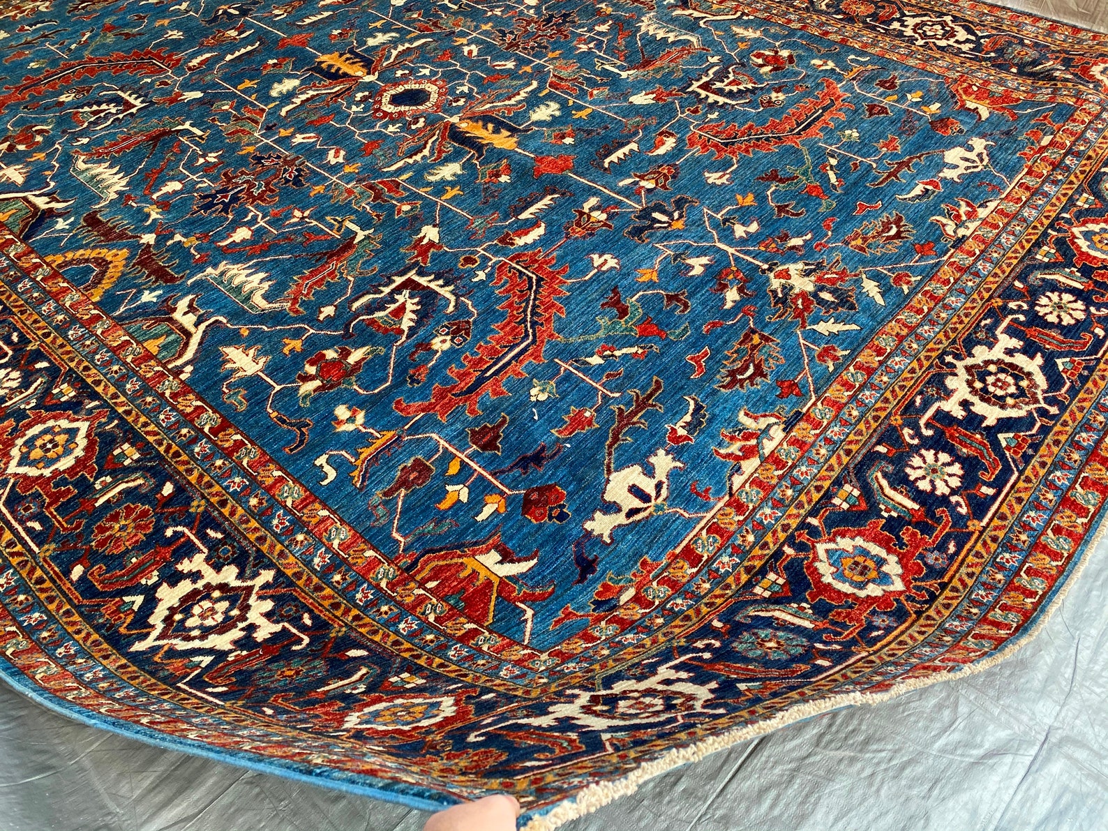 Large Blue Afghan Rug 12x15Ft Area Rug Afghan hand knotted Etsy