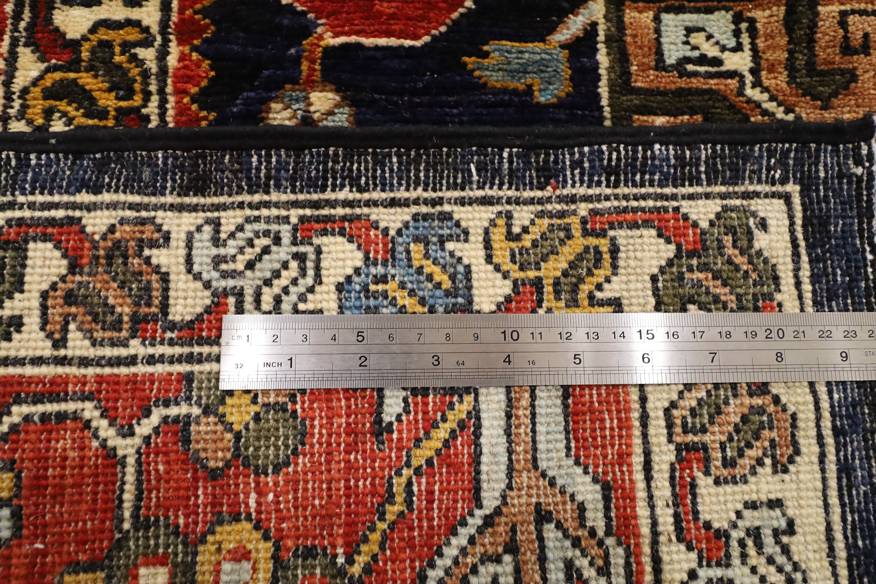 9x12 Navy Blue Area Rug Wool Natural Colors Afghan Hand Etsy