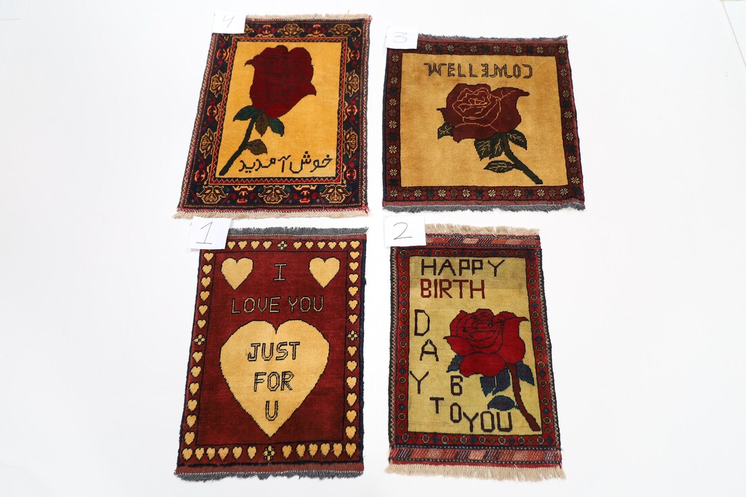 1'5x1'9 Ft. Mini Fine Handmade Rug, Afghan Hand Knotted Rug, Car Seat