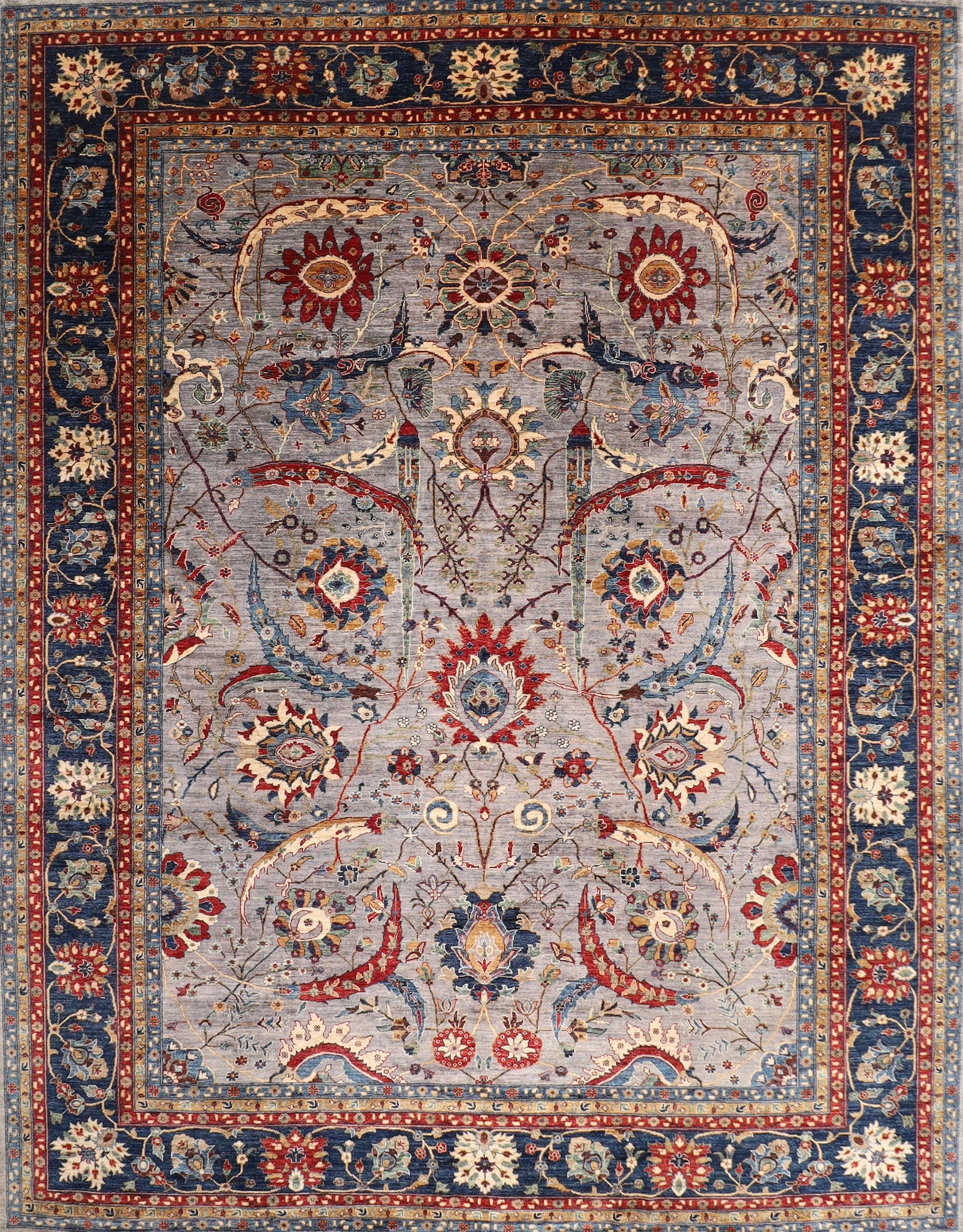 12x15 Ft Large Grey Rug Tribal Area Rug Hand Knotted Rug Etsy