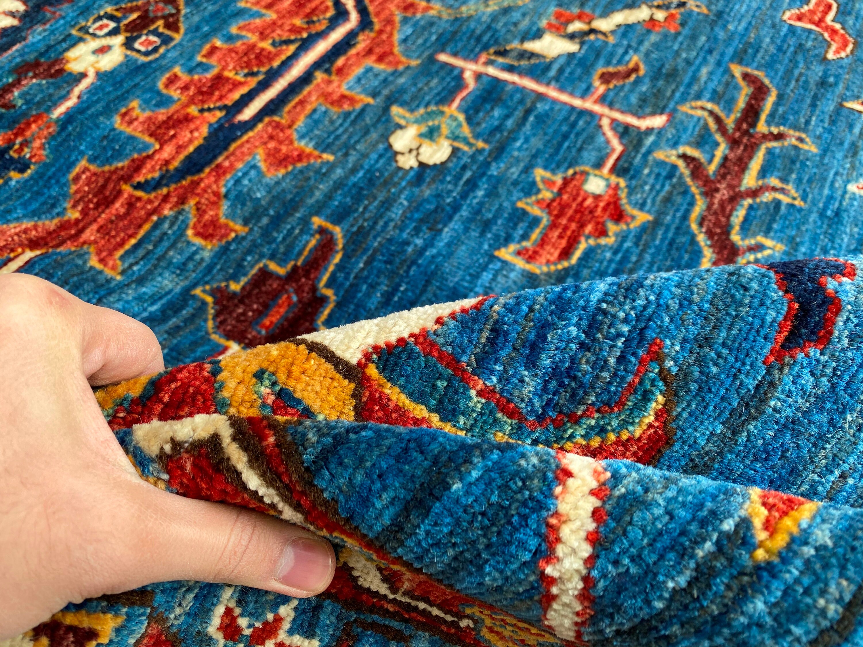 Large Blue Afghan Rug 12x15Ft Area Rug Afghan hand knotted Etsy