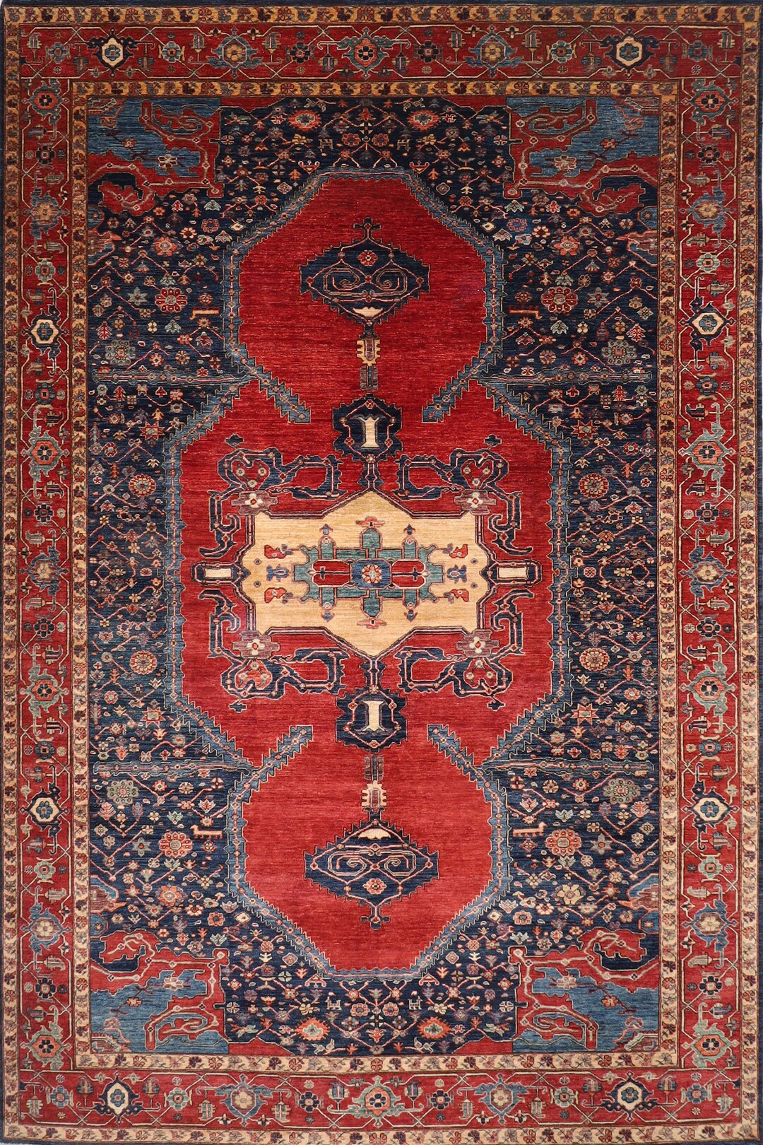 Red 9x14 Ft. Serapi Area Rug Wool Natural Colors 9'3x14 Etsy