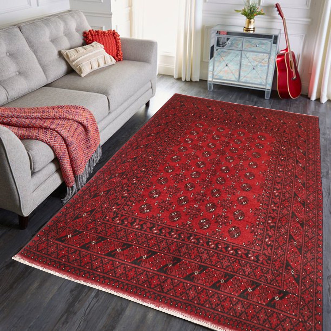 6x8 Ft. Handmade Vintage Bokhara Area Rug, 5'7x8 Hand Knotted Rug, Rug