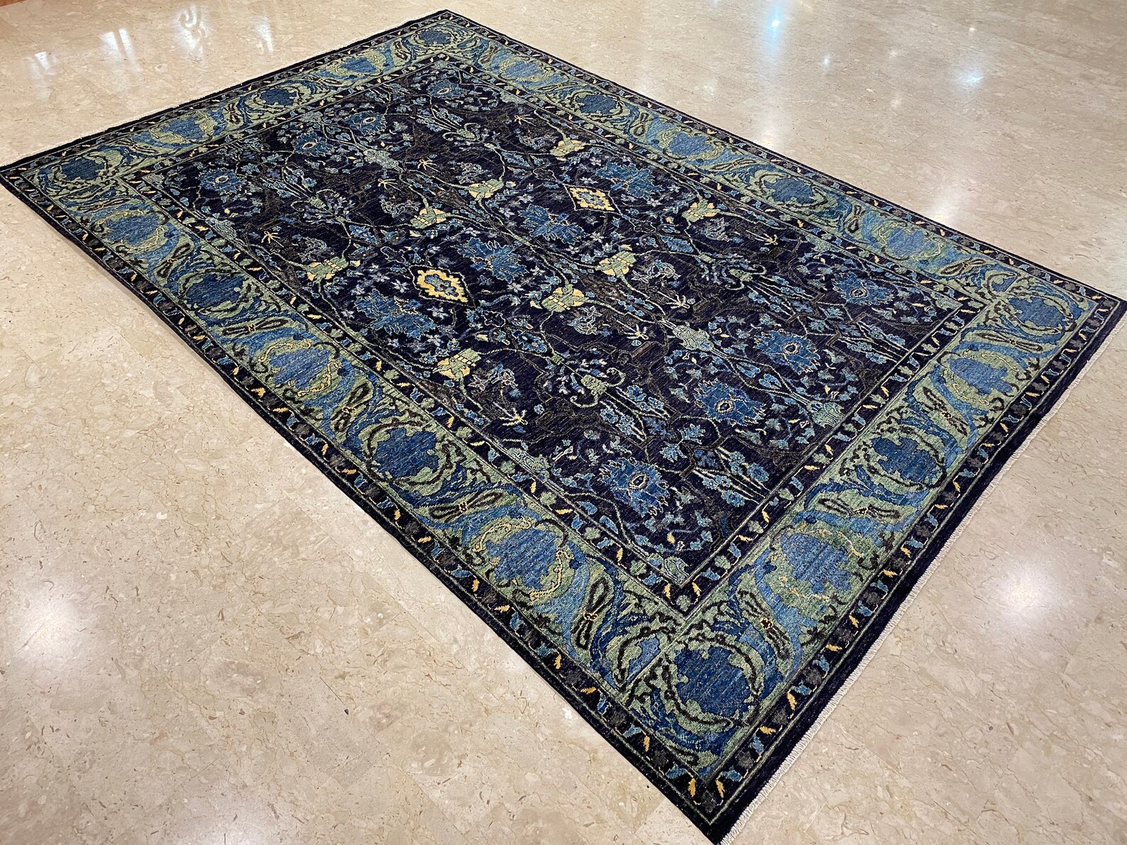 Navy Blue 10x14 Area Rug Afghan Tribe Hand Knotted Rug Etsy