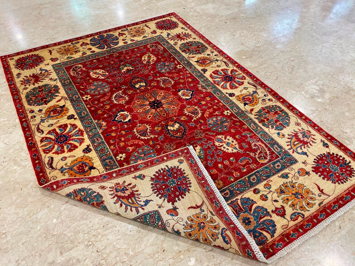 6x8 ft Area Rug afghan Hand Knotted Rug Bedroom Rug Etsy