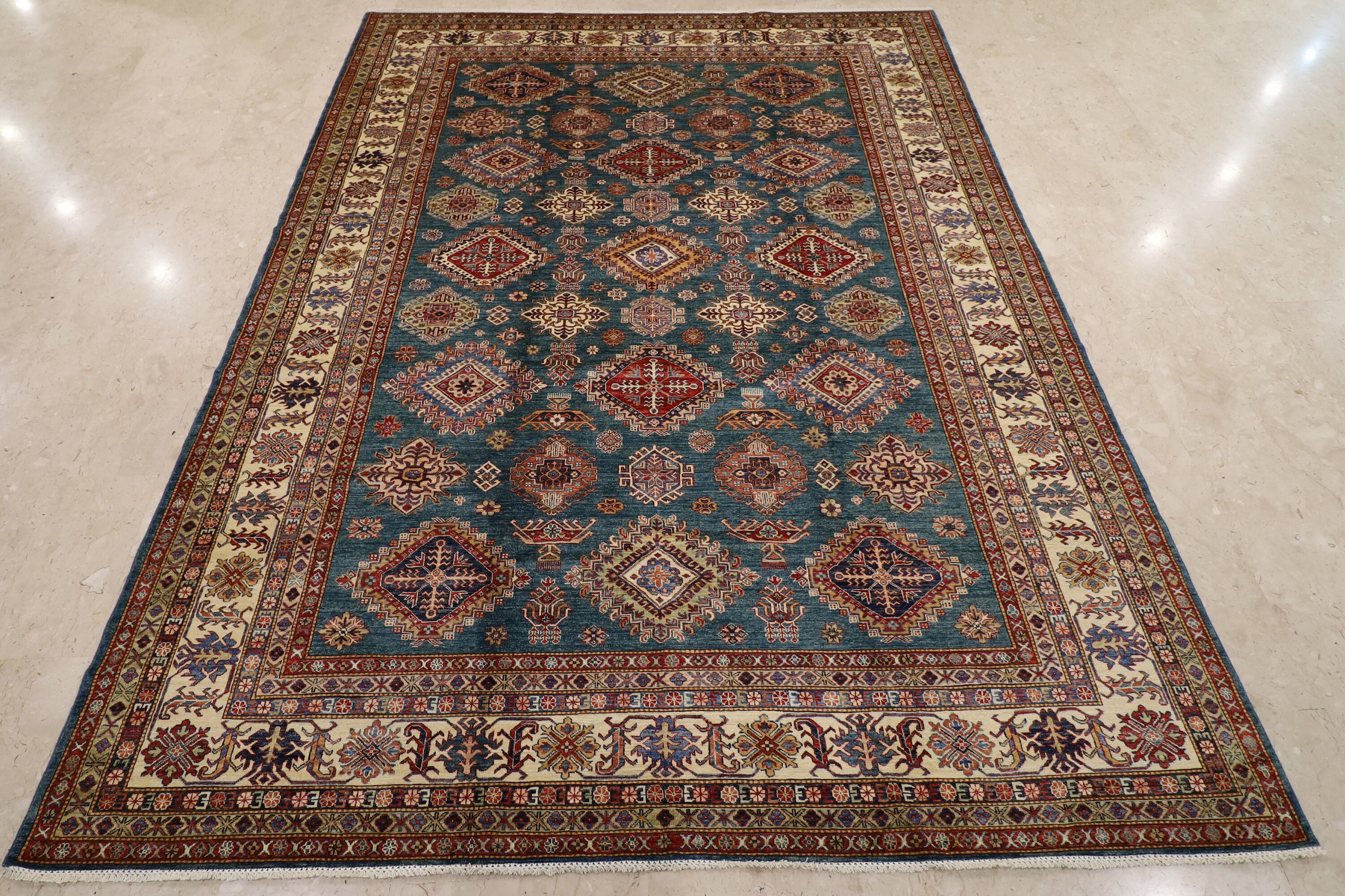 10x14 Green Area Rug Afghan kazak Hand Knotted Rug 300x400 Etsy