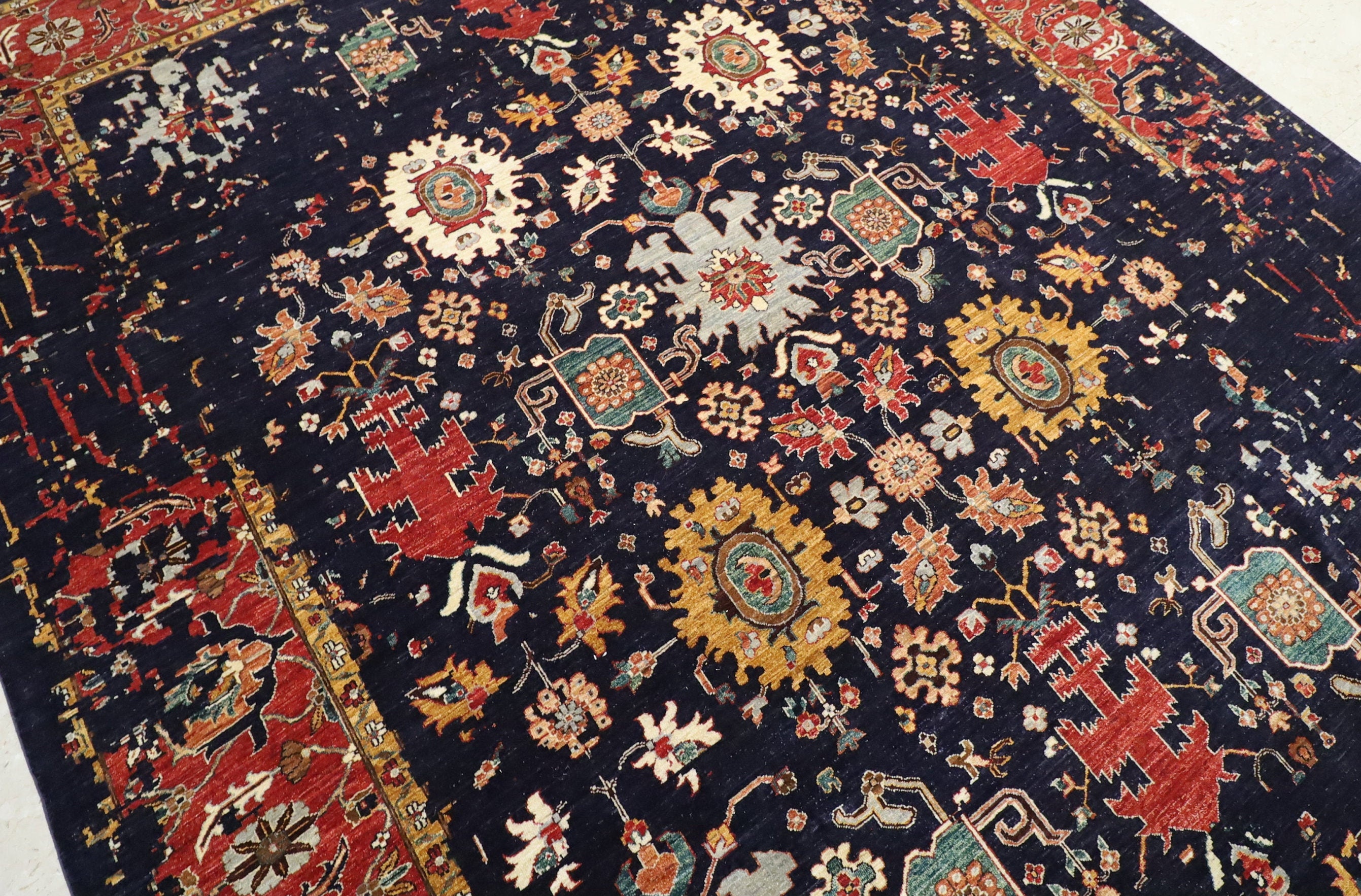 Moderner Serapi 10x13Ft Hochwertiger marineblauer Teppich | Etsy