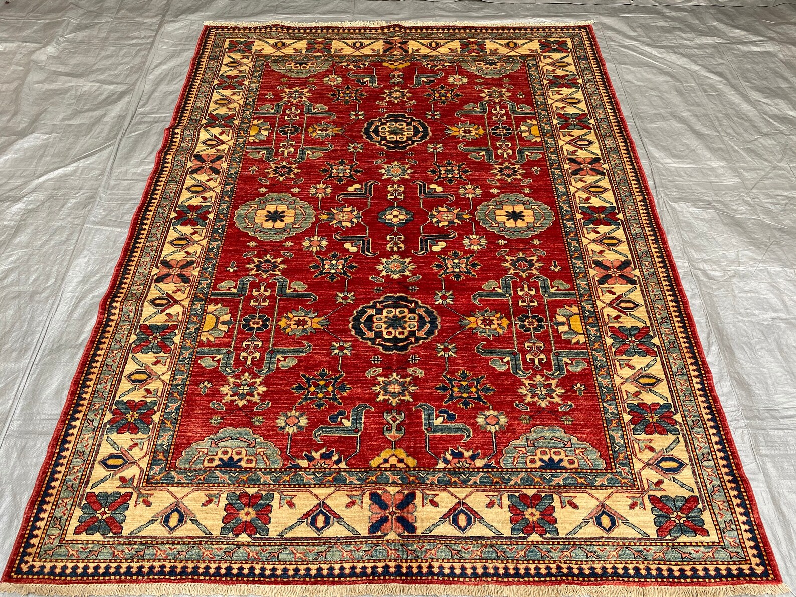 5.9x7.6 ft Red Rug Afghan Hand Knotted Rug living room Rug Etsy