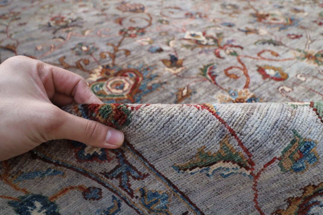 Grey 10x14 Ft Aryana Area Rug, 9'11x13'10 Ft Hand Knotted Rug, Rug for