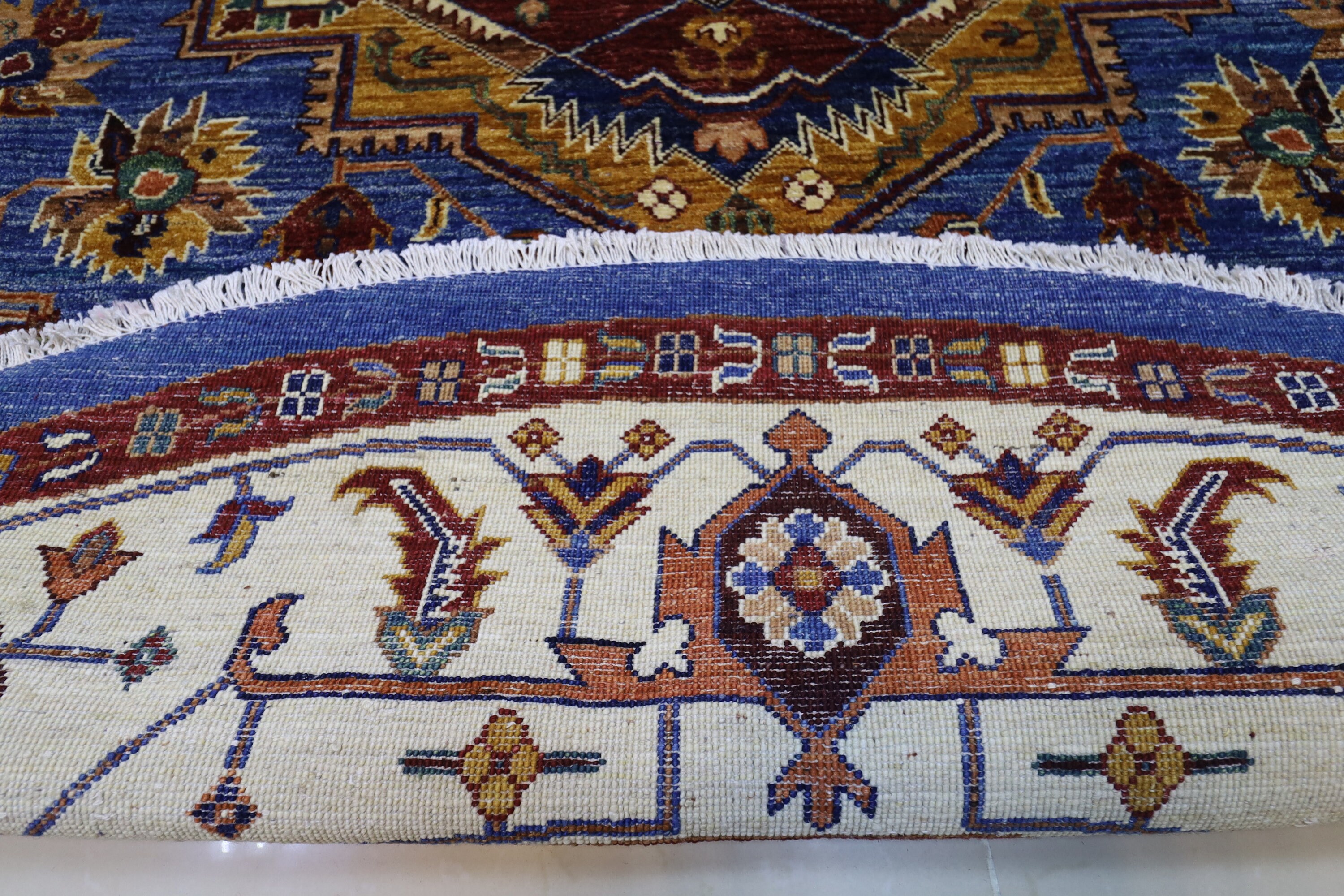 Oriental Blue 8x8 Round Area Rug Afghan Hand Knotted Rug Rug Etsy