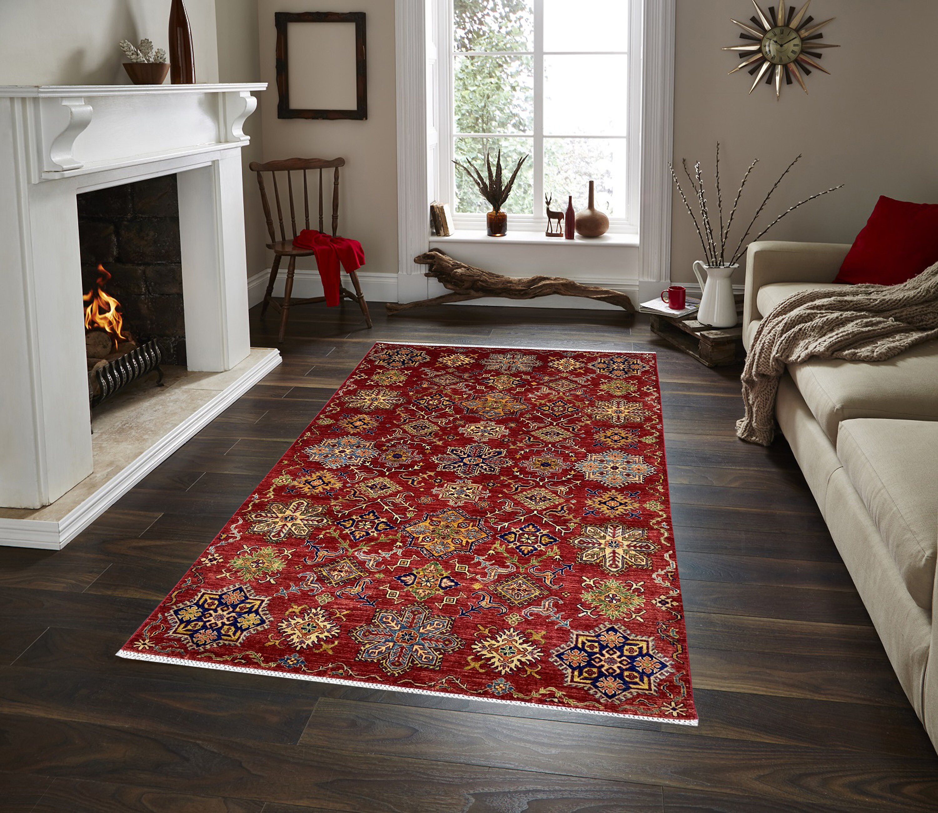 Afghan Red Rug 6x8 ft Area Rug afghan Hand Knotted Rug Etsy