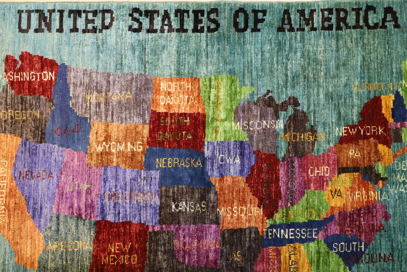 Handmade Rug USA Map 3.6x4.7 Wall Hanging Rug Wool Natural Etsy