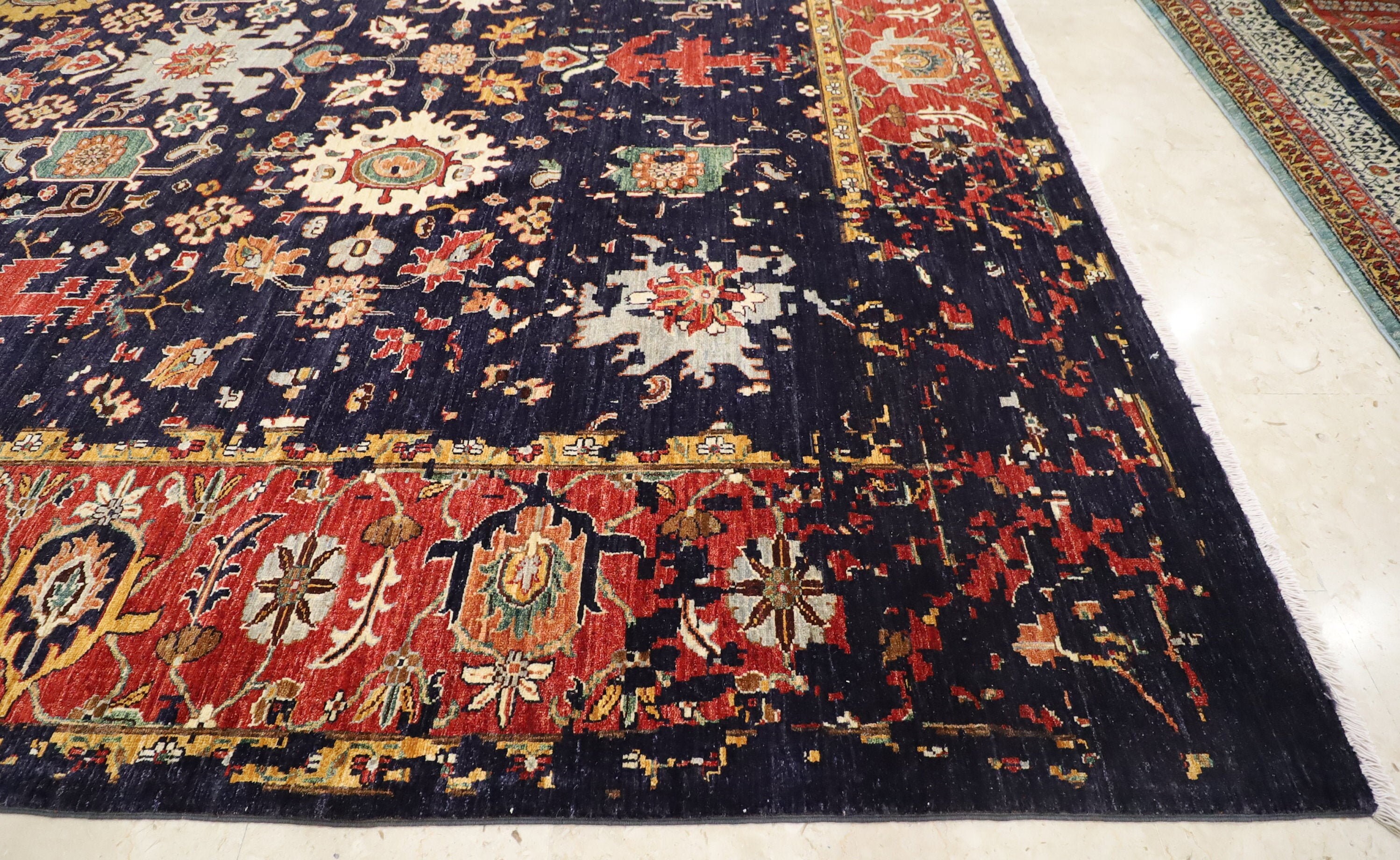 Moderner Serapi 10x13Ft Hochwertiger marineblauer Teppich | Etsy