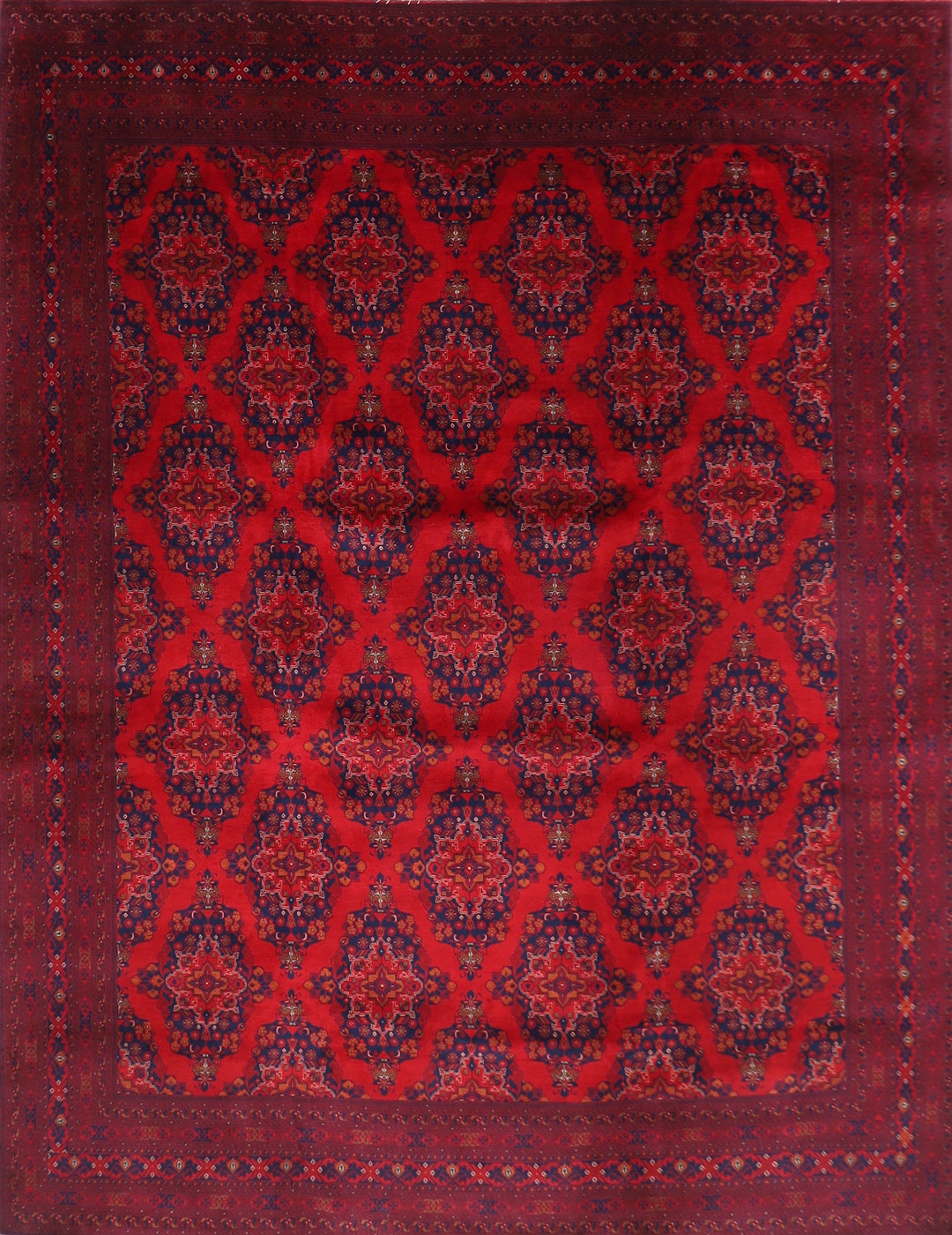 Red 10x13 Ft High Quality Afghan Belgic Area Rug, 9'8x12'5 Ft Hand