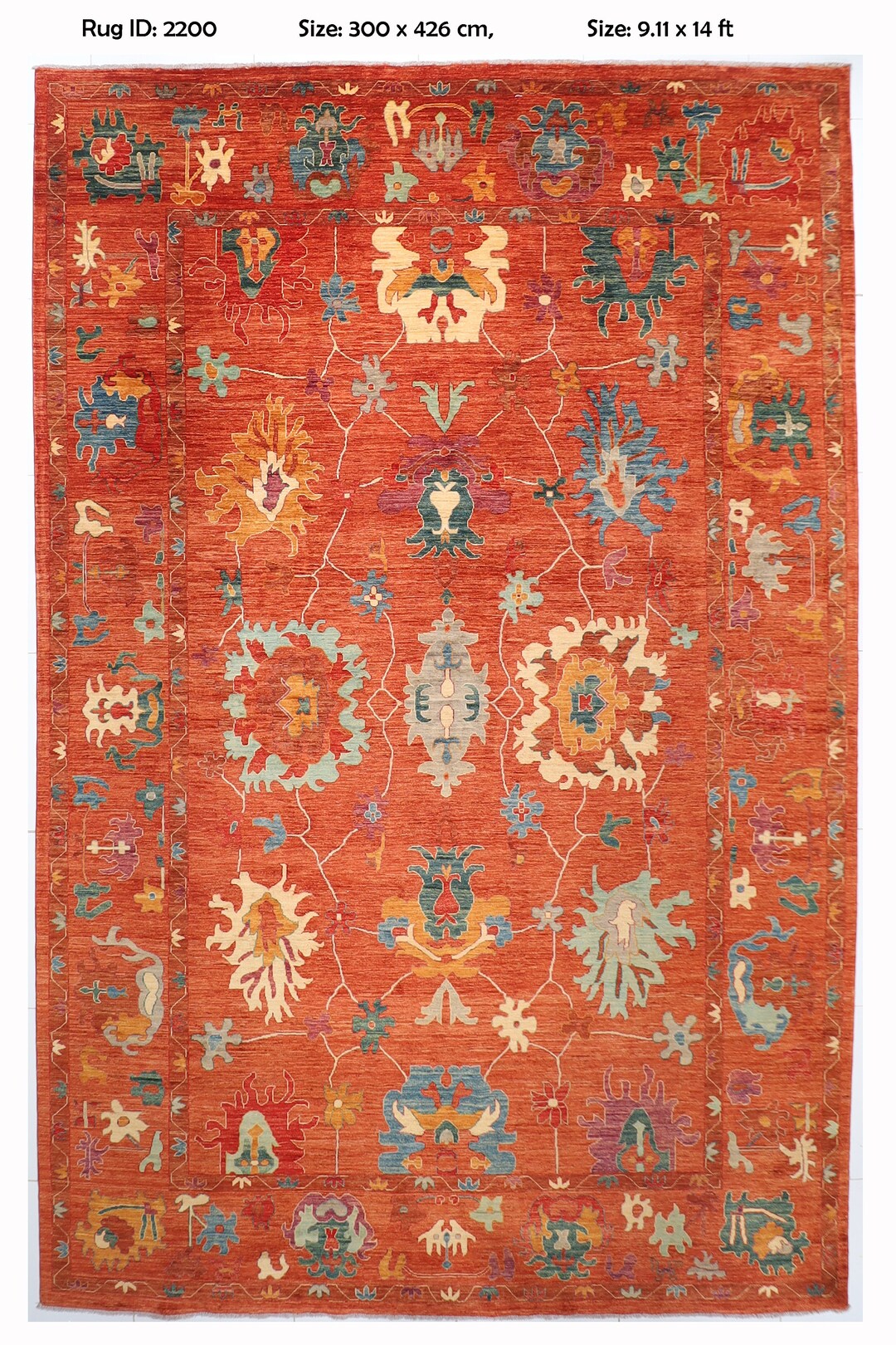 Orange 10x14 Ft Fine Oushak Area Rug, 9'11x14 Hand Knotted Soft Wool