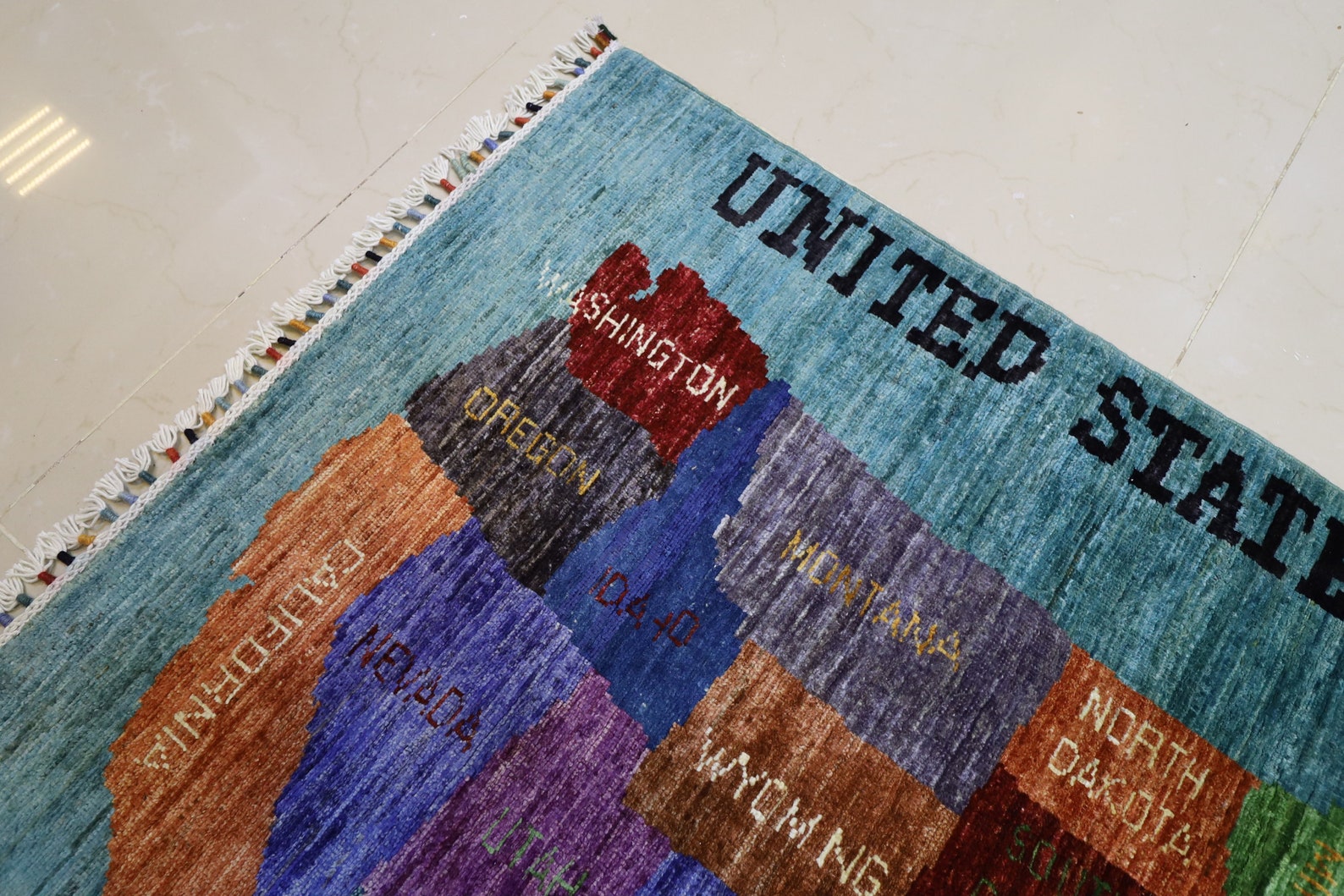 Handmade Rug USA Map 3.6x4.7 Wall Hanging Rug Wool Natural Etsy