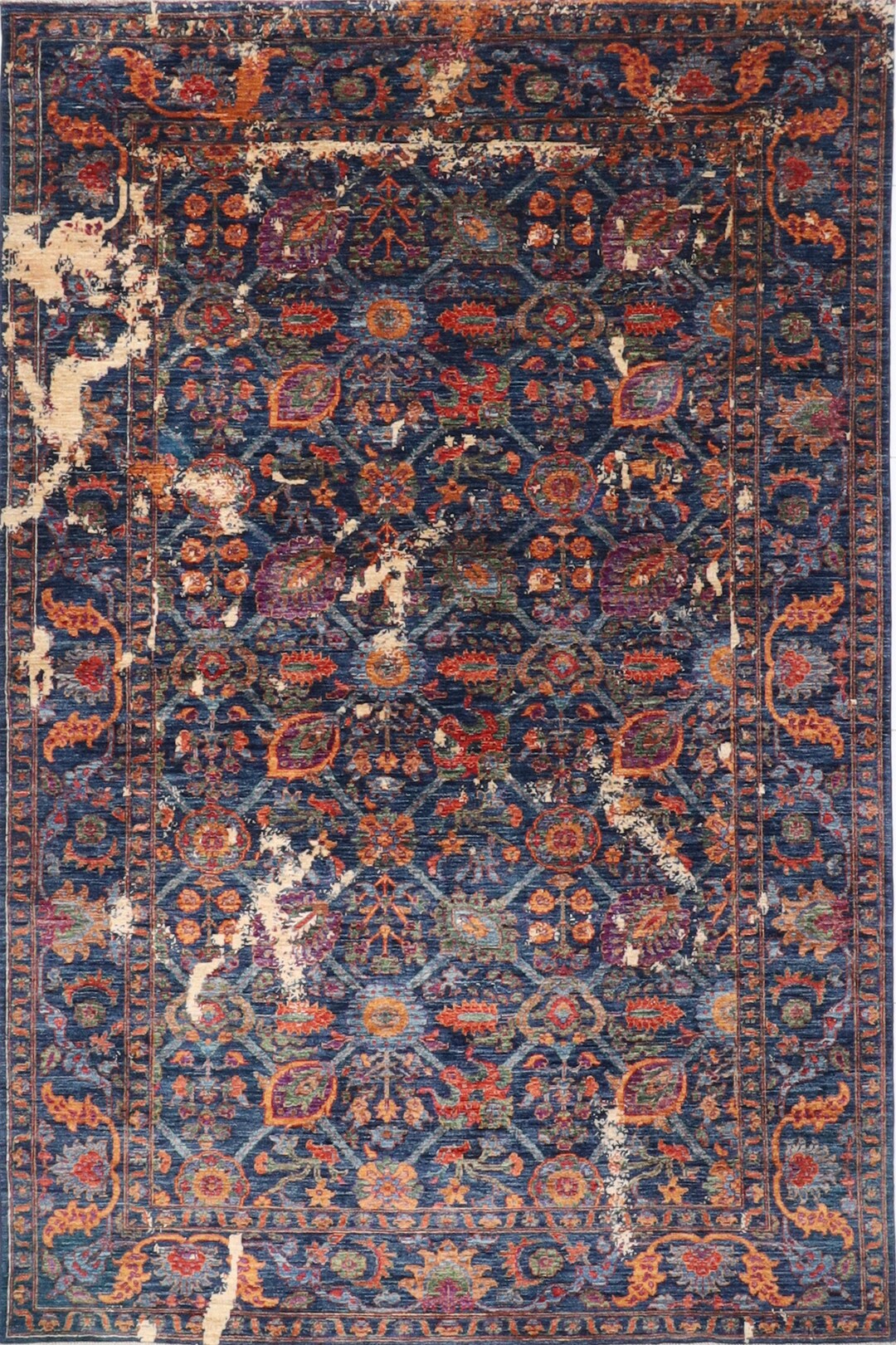 7x10 Ft. Abstract Oriental Rug, 6'9x9'9 Hand Knotted 100 Wool Dye Rug