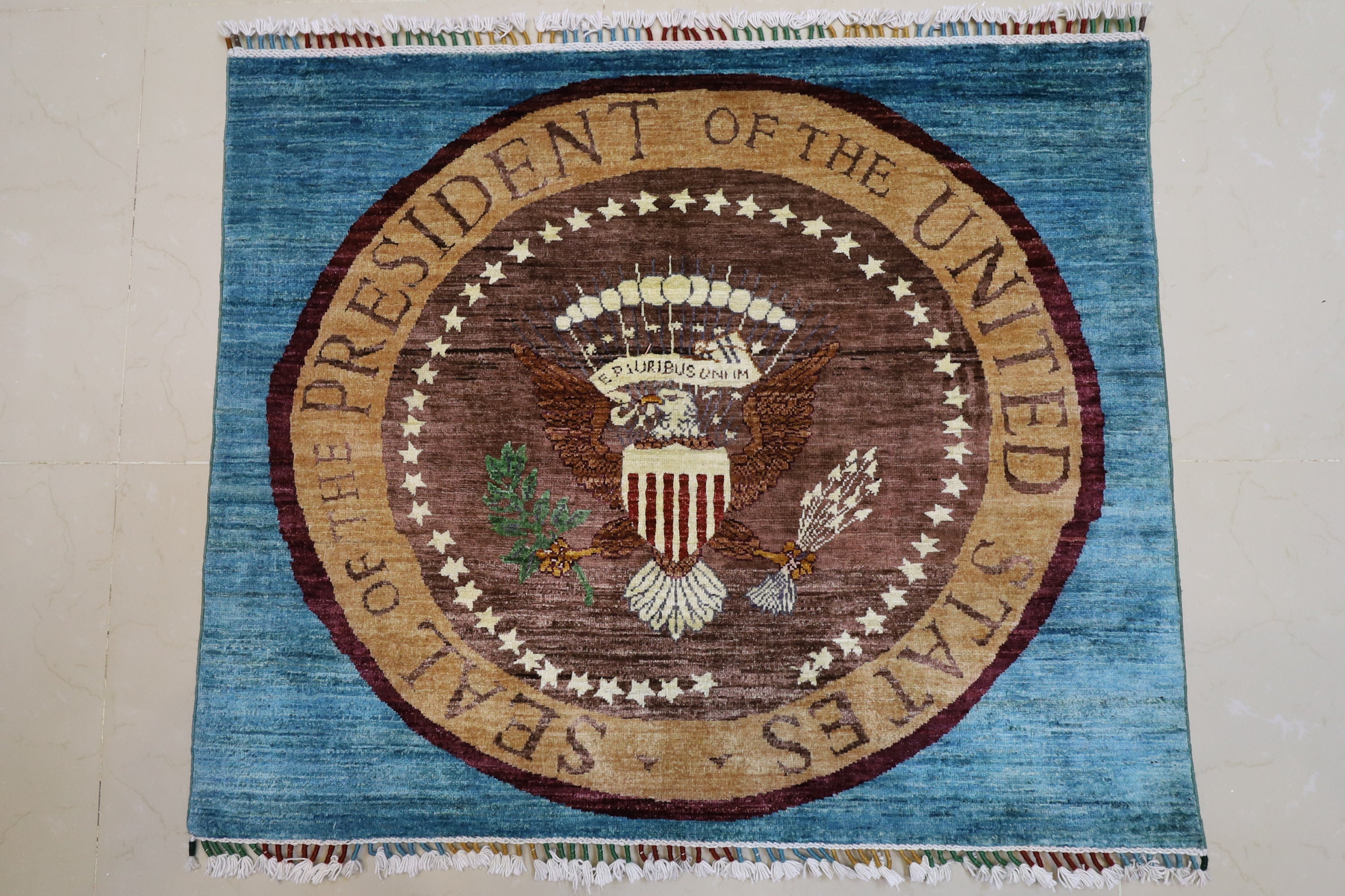 Handmade Rug 3.9x3.1 FT Seal of the President of United State Etsy UK
