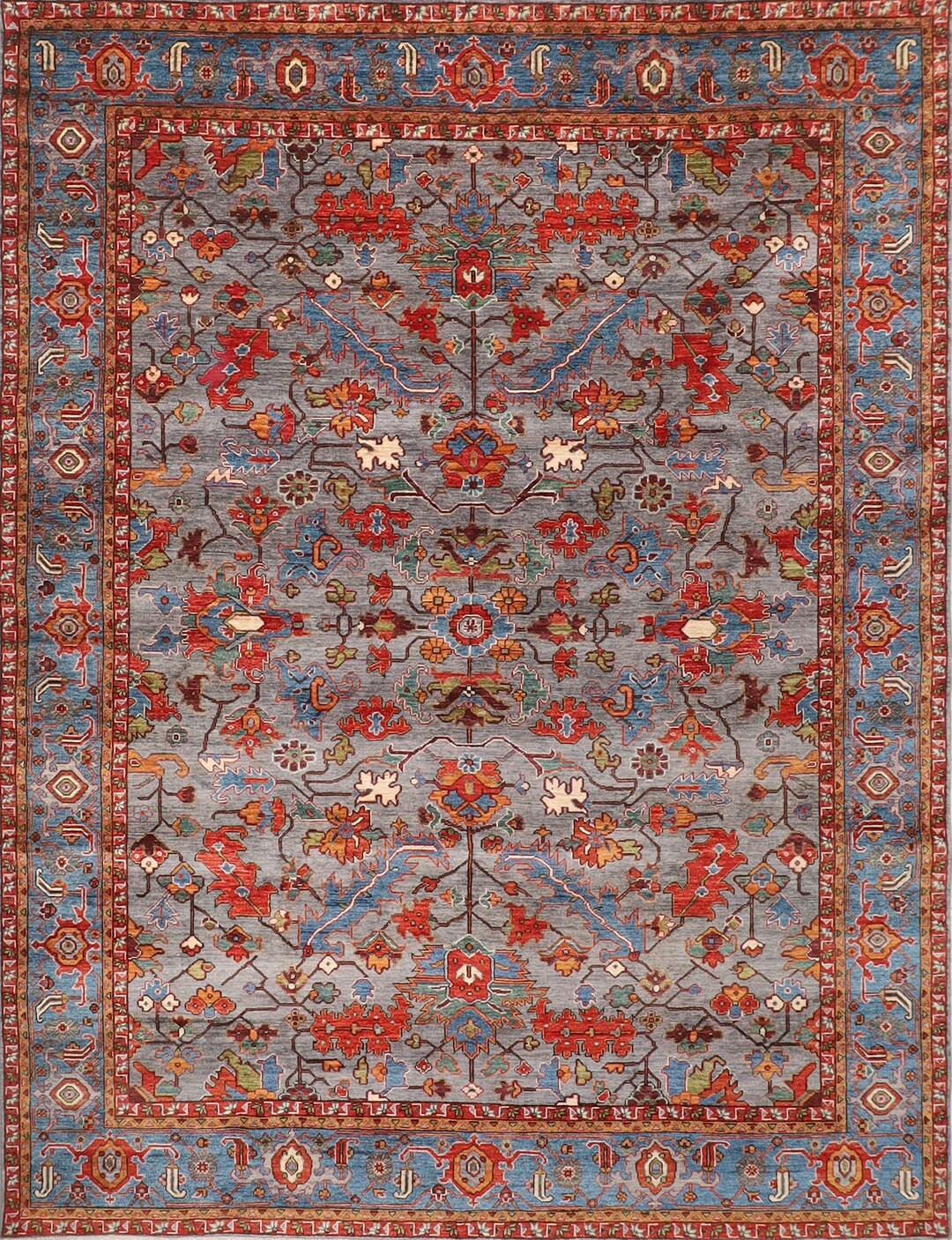 Aryana 8x10 Ft. Grey Oriental Area Rug Wool Natural Colors, 8'2x9'9