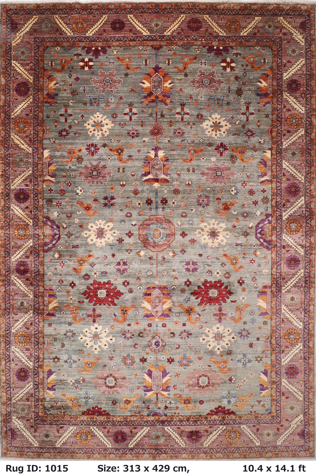 Grey 10x14 Ft Aryana Area Rug 10'4x14'1 Ft Hand Etsy