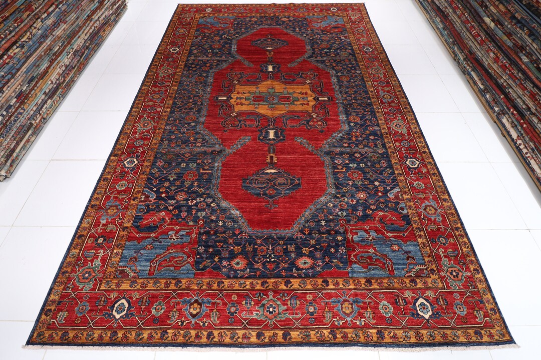 9x14 Ft Red Oversize Area Rug 8'11x13'11 Afghan Hand Etsy