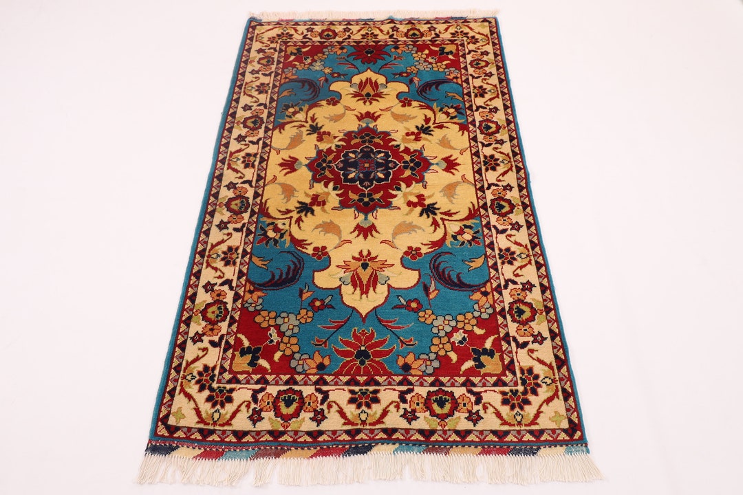 3x5 Ft Oriental Bathroom Rug, 3'4x5'1 Hand Knotted Wool Dye Rug