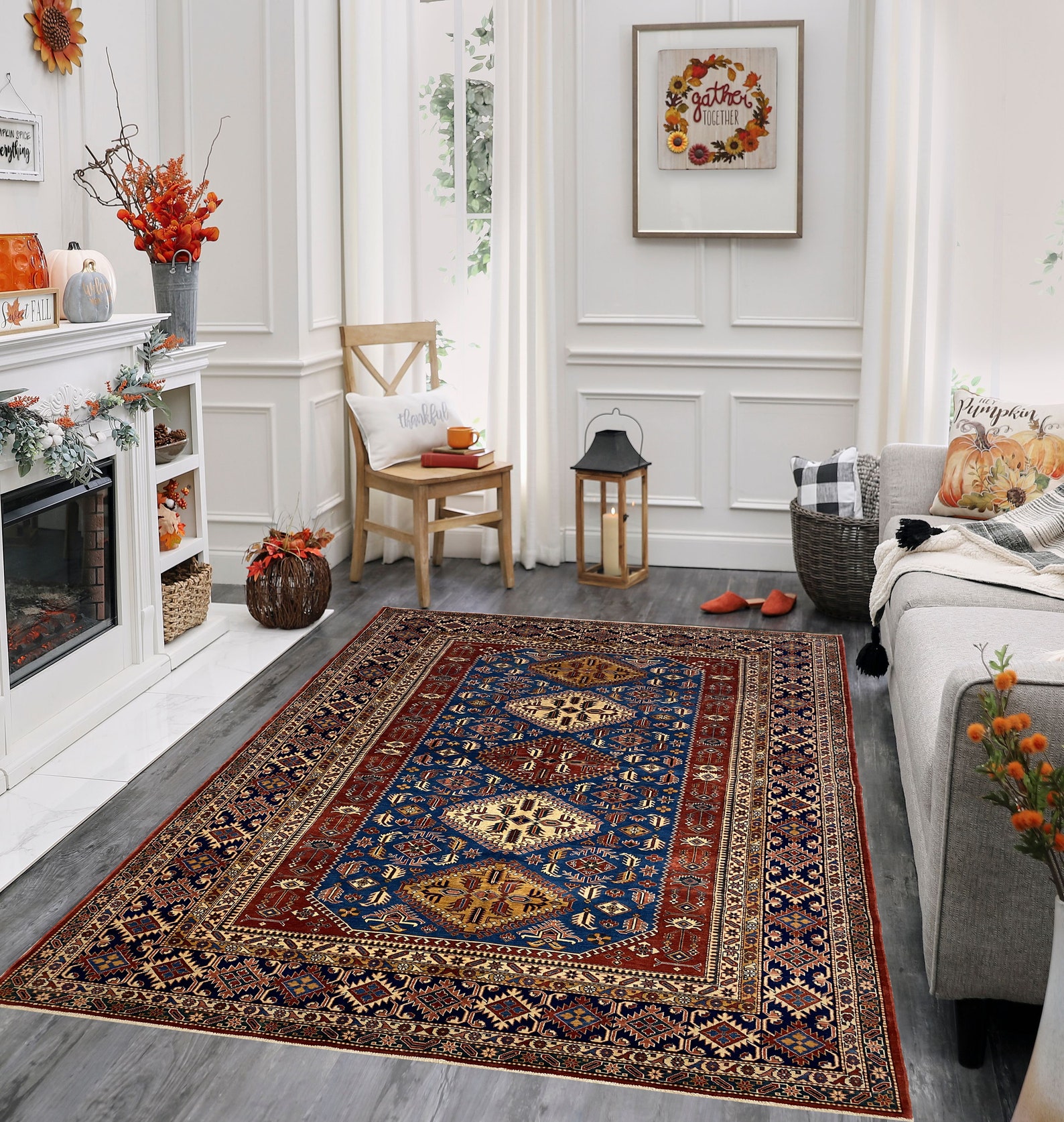 8x11 ft Red Area Rug Afghan Hand Knotted Rug multi color Etsy