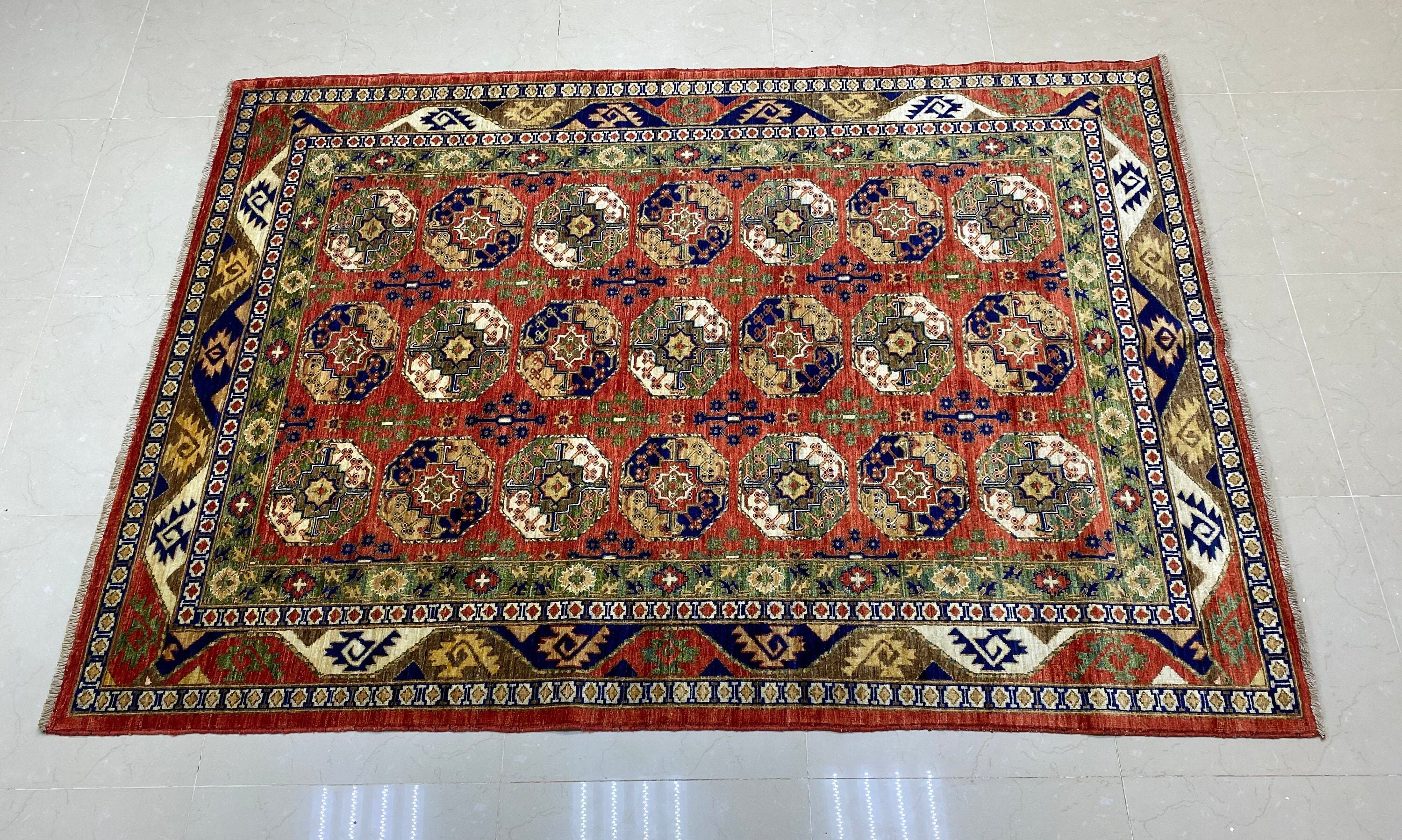 6x8 ft Orange Area Rug Afghan Hand Knotted Rug living room Etsy