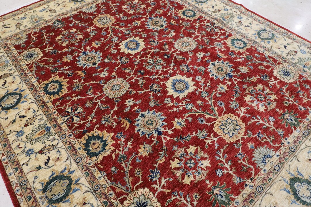 Red 8x10 Area Rug Afghan Tribal Hand Knot Rug Bedroom Rug - Etsy